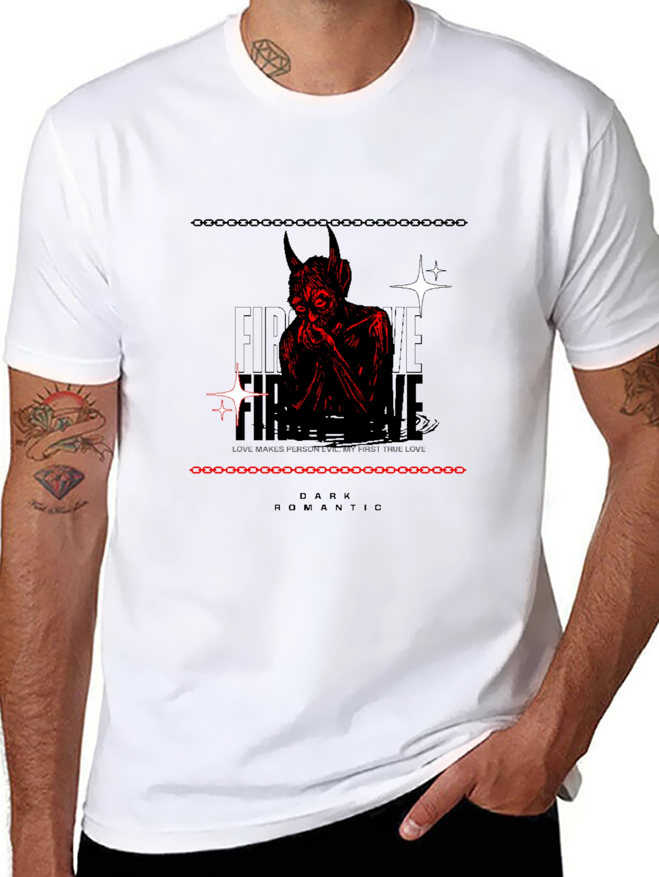 Dark Romantic Devil Graphic Print Tee