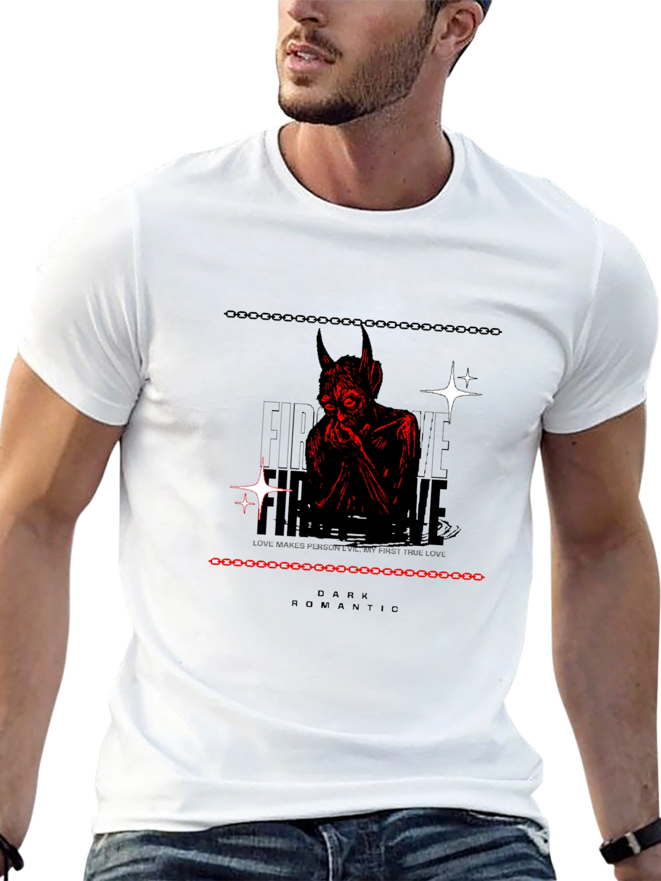 Dark Romantic Devil Graphic Print Tee