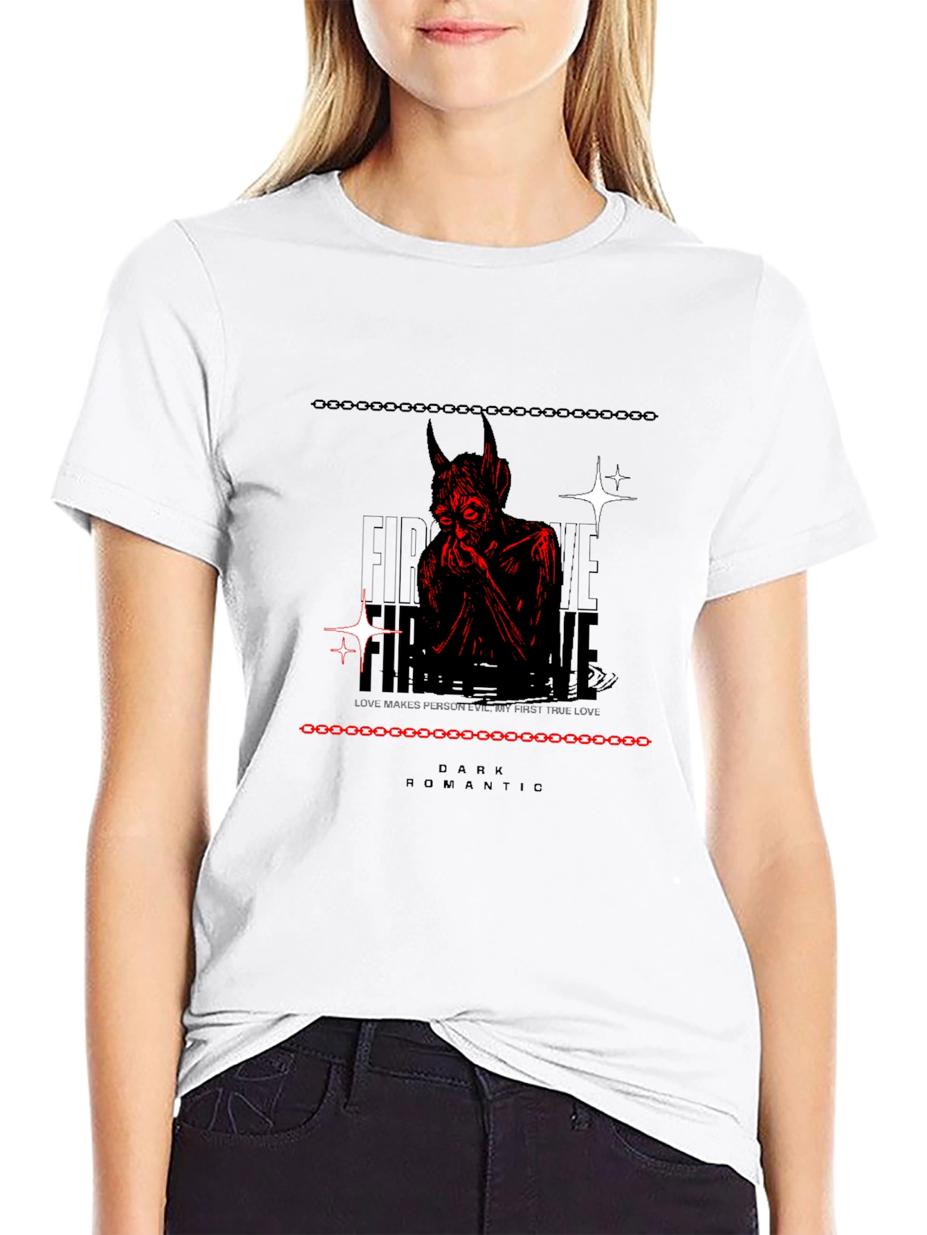 Dark Romantic Devil Graphic Print Tee