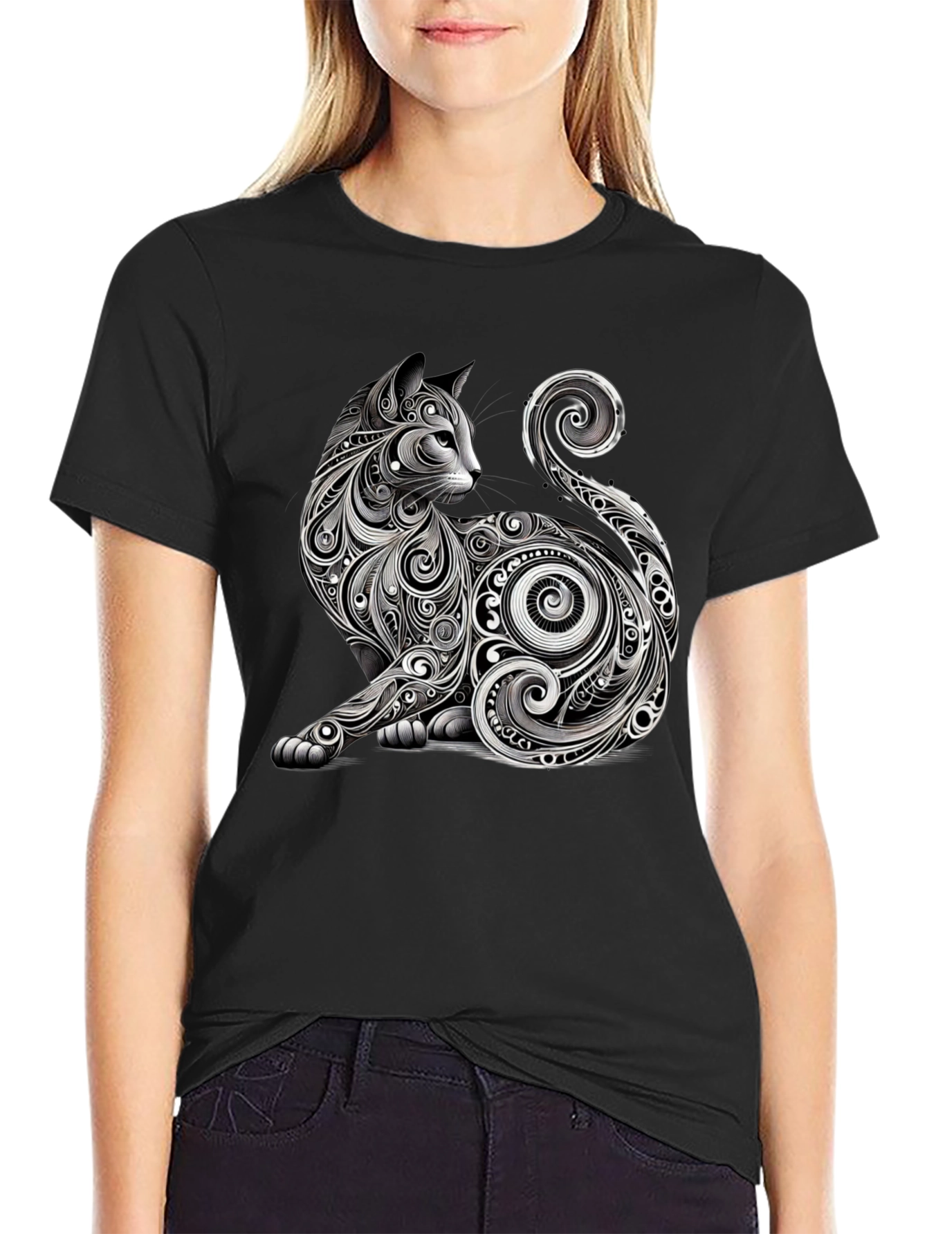 Stylish Cat Graphic Tee - Unique Design