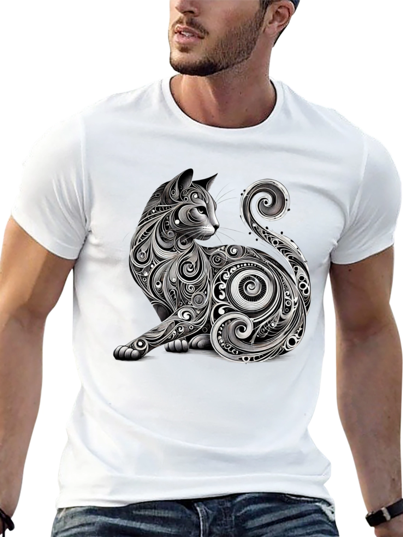 Stylish Cat Graphic Tee - Unique Design
