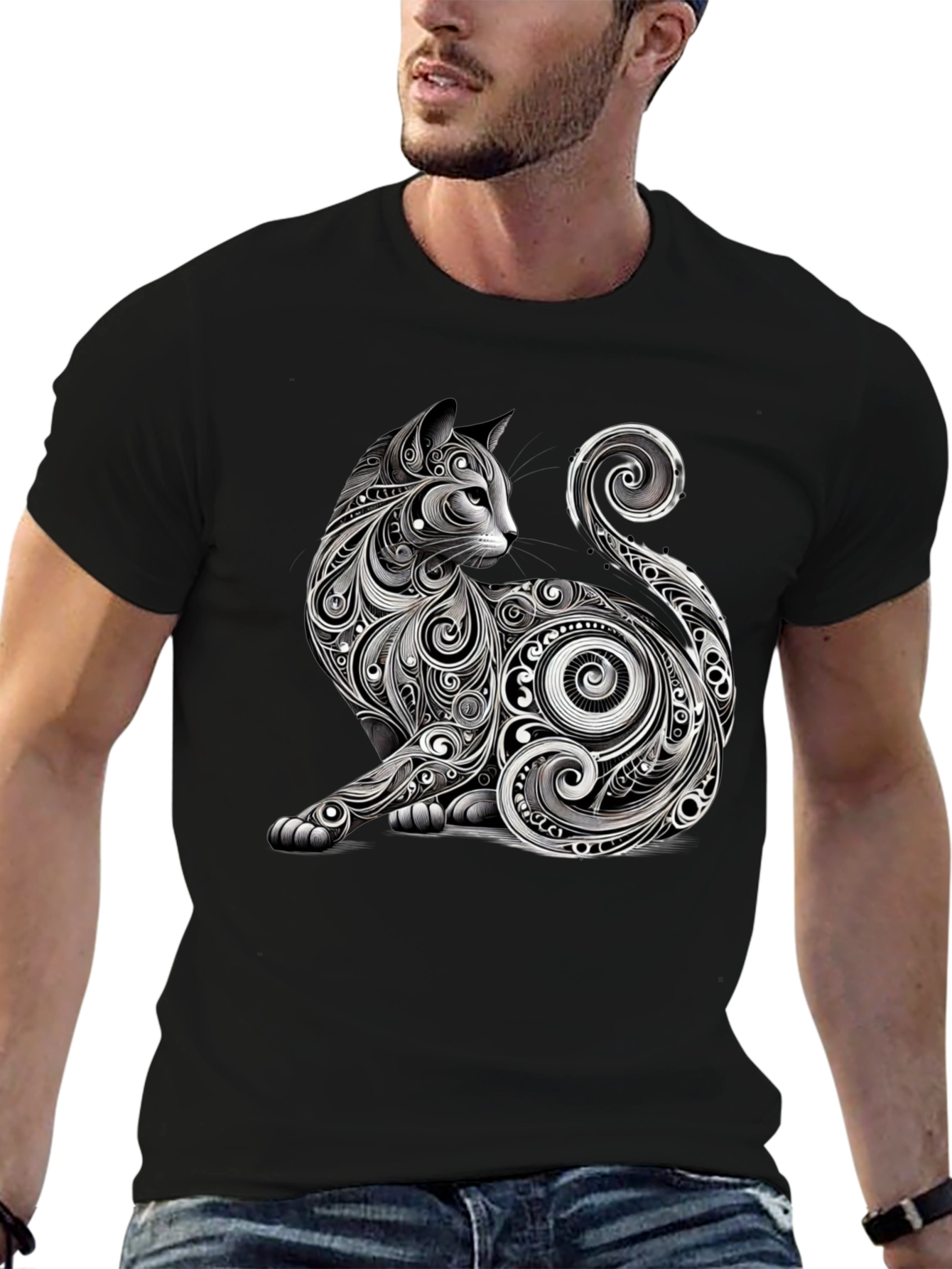 Stylish Cat Graphic Tee - Unique Design