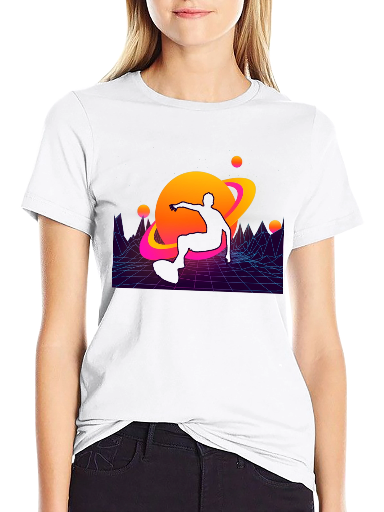 Retro Wave Skater T-Shirt - Galaxy Ride