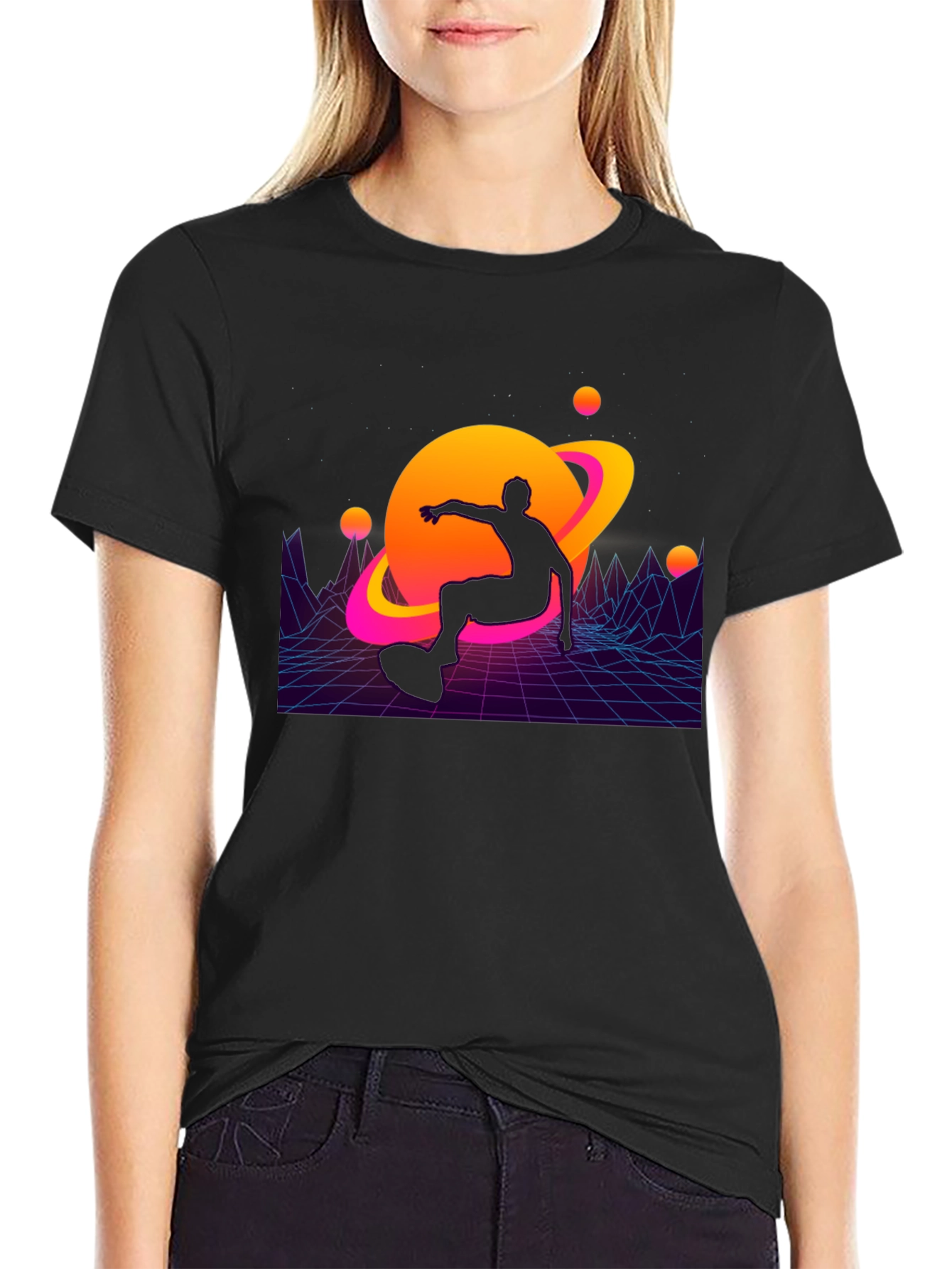 Retro Wave Skater T-Shirt - Galaxy Ride