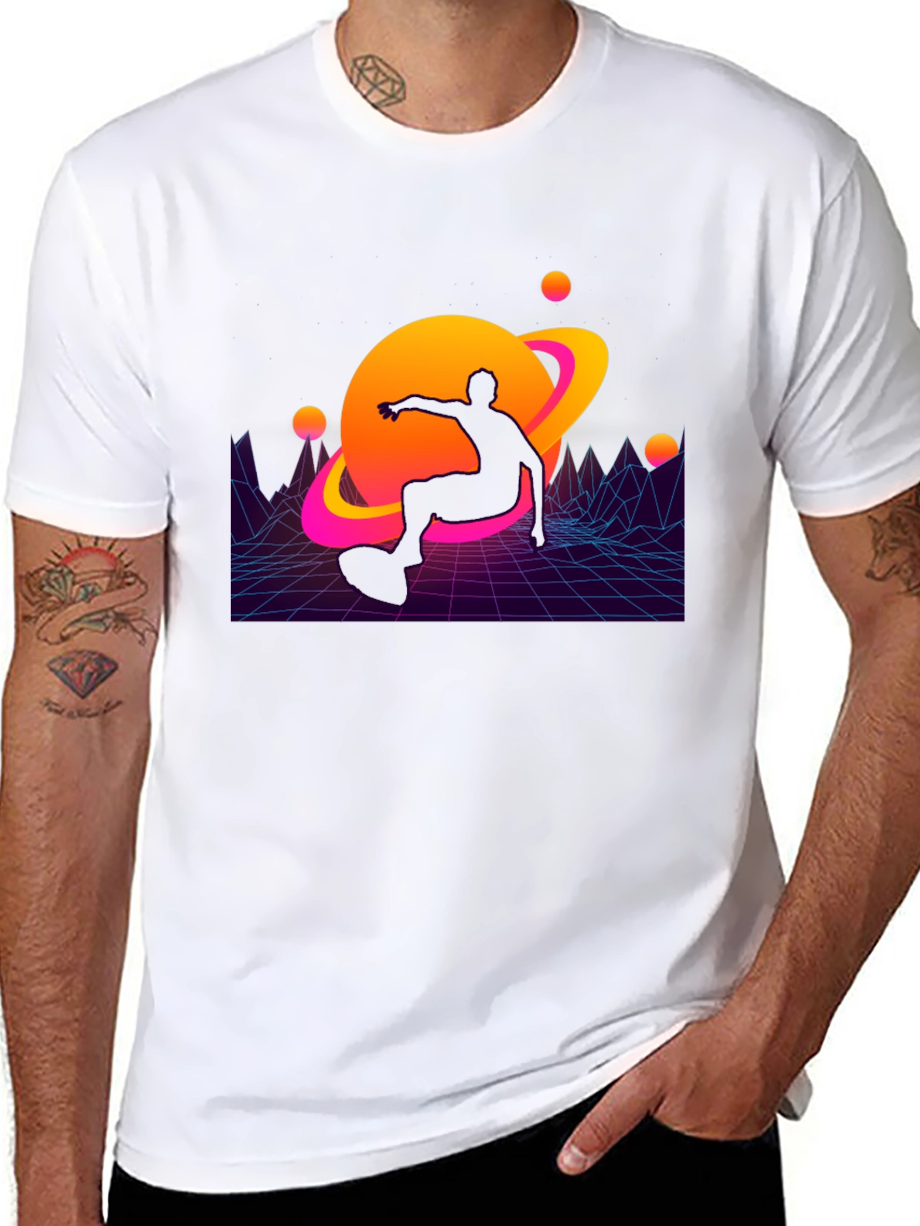 Retro Wave Skater T-Shirt - Galaxy Ride