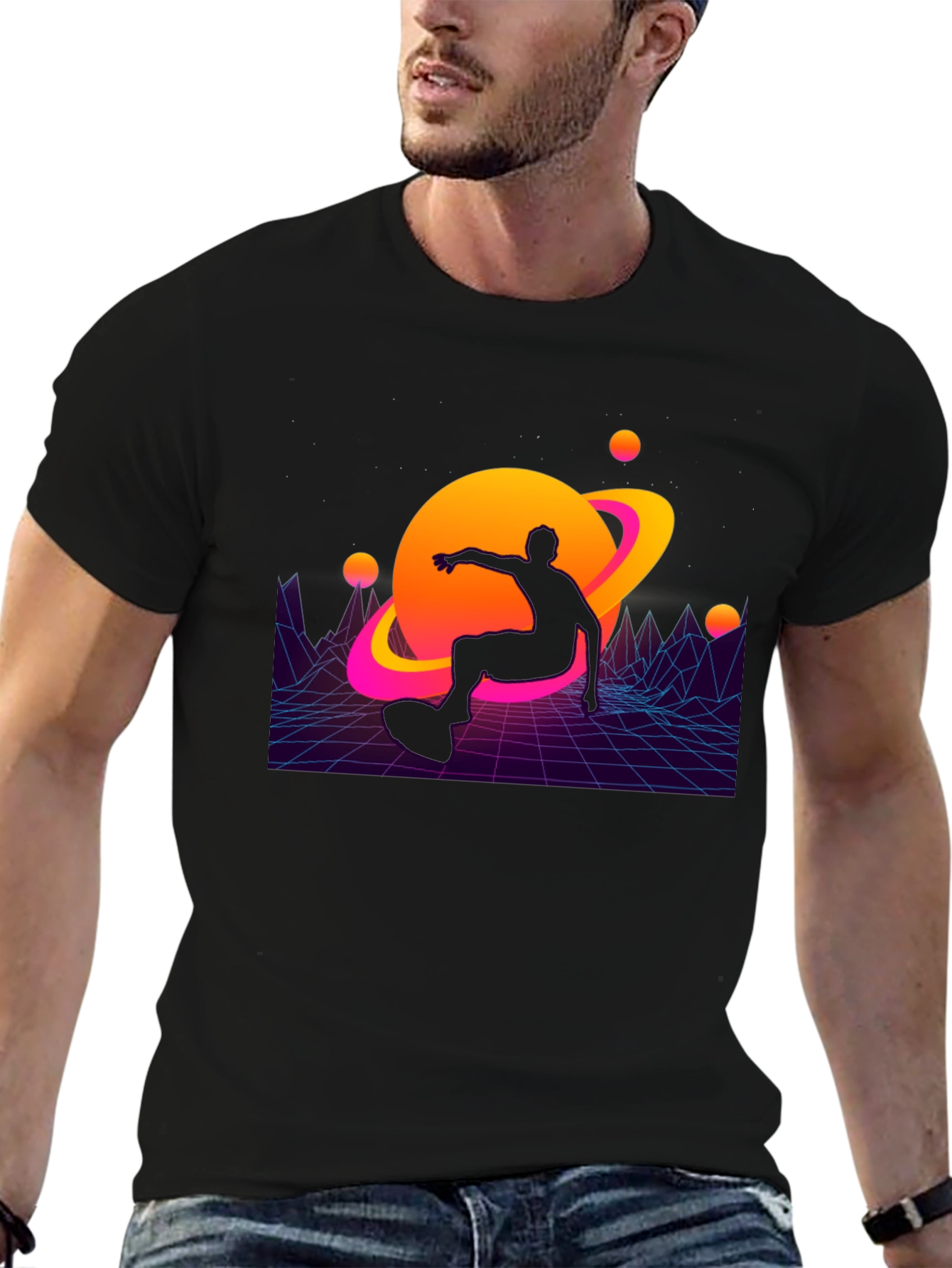Retro Wave Skater T-Shirt - Galaxy Ride