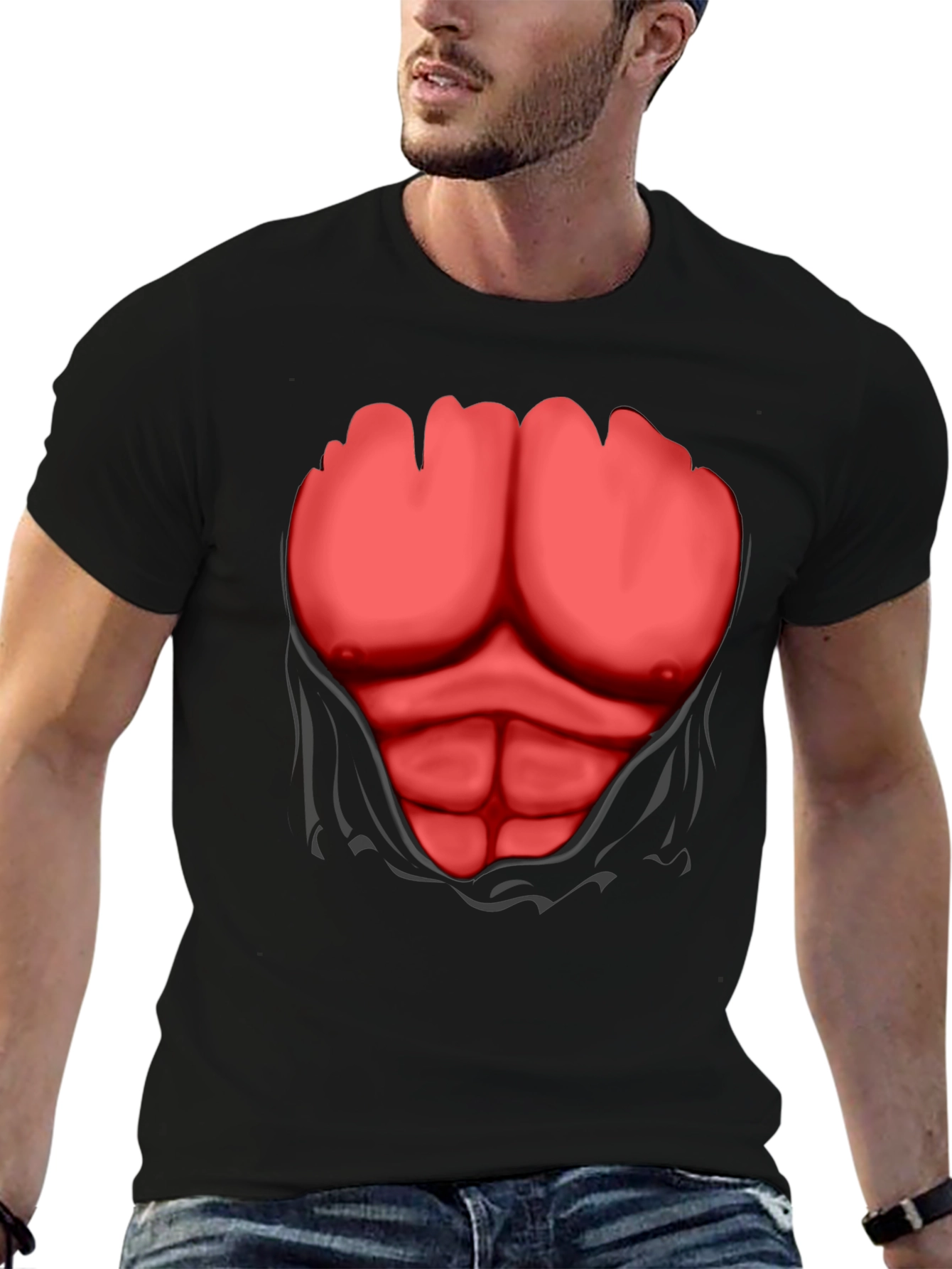 Ripped Abs Graphic T-Shirt - Funny Costume Tee