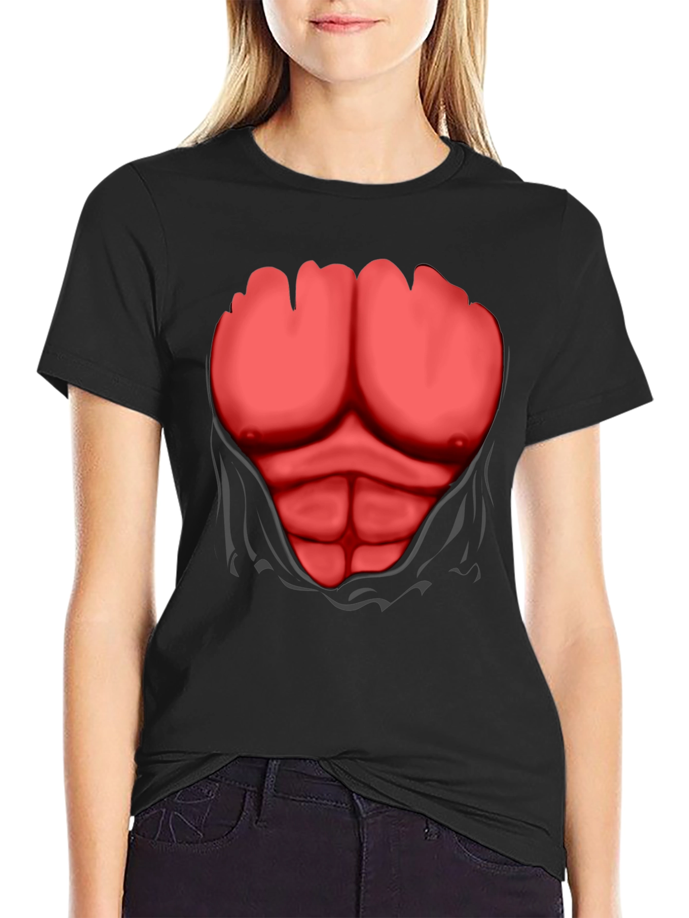 Ripped Abs Graphic T-Shirt - Funny Costume Tee