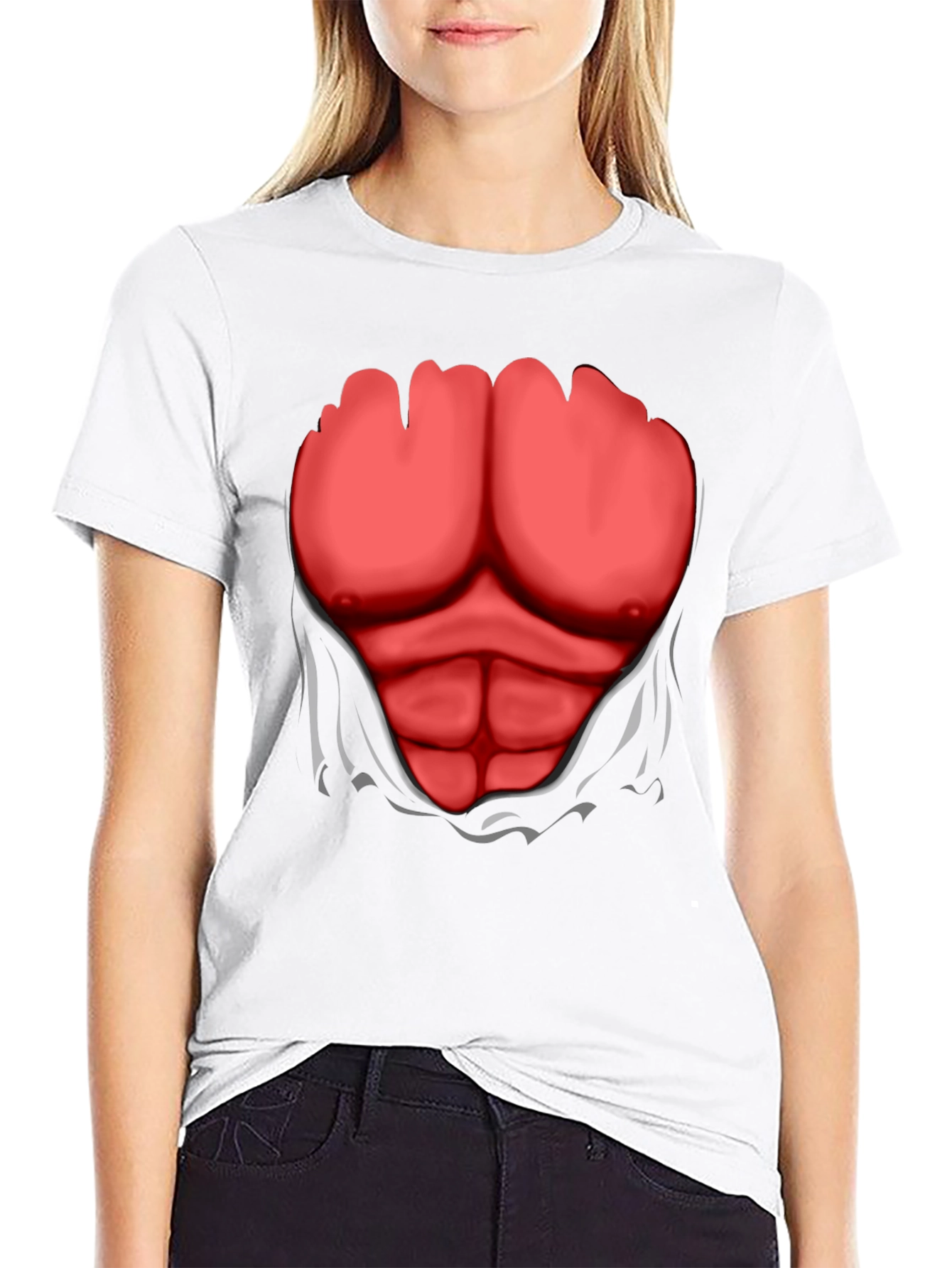 Ripped Abs Graphic T-Shirt - Funny Costume Tee