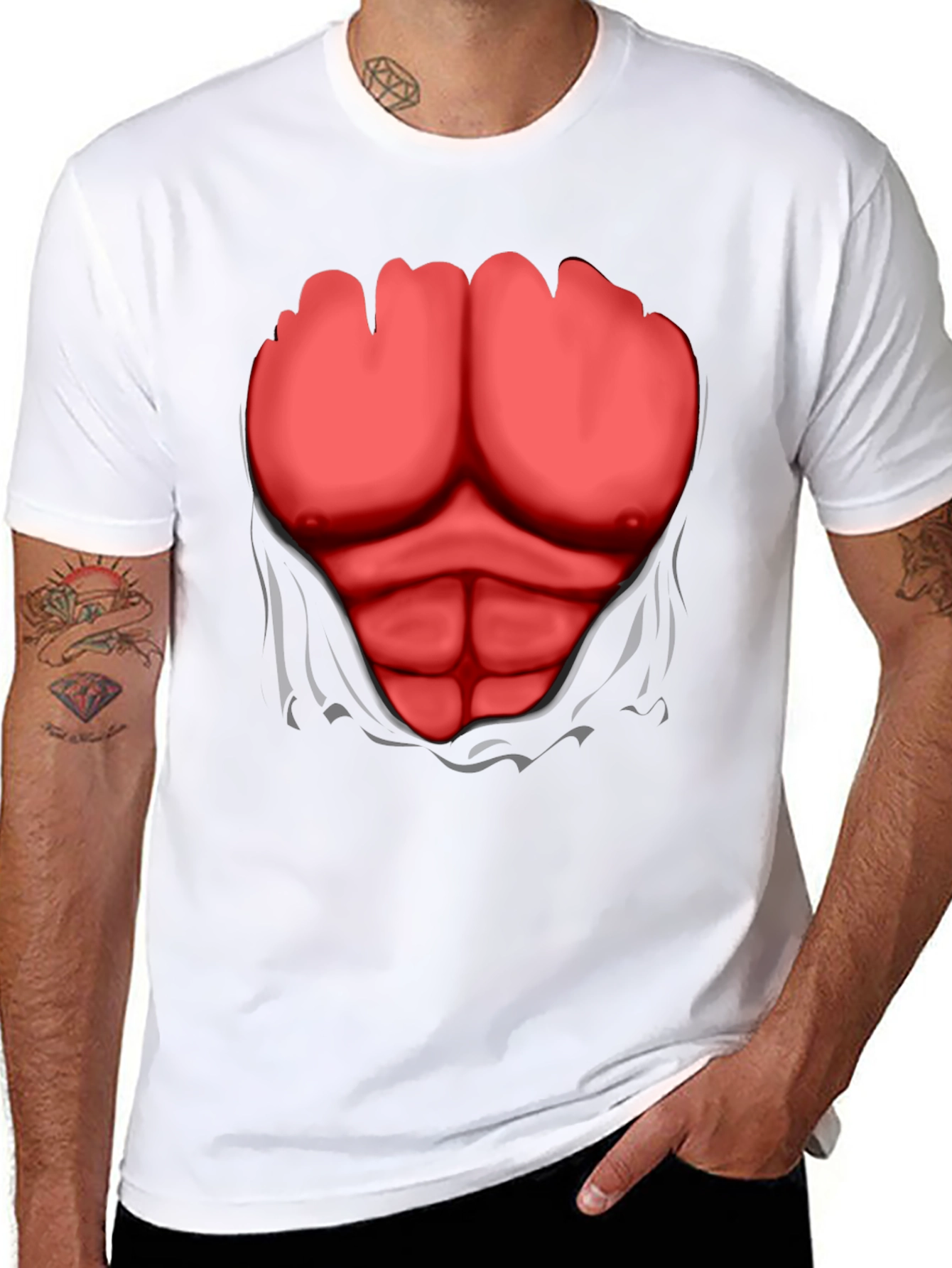 Ripped Abs Graphic T-Shirt - Funny Costume Tee