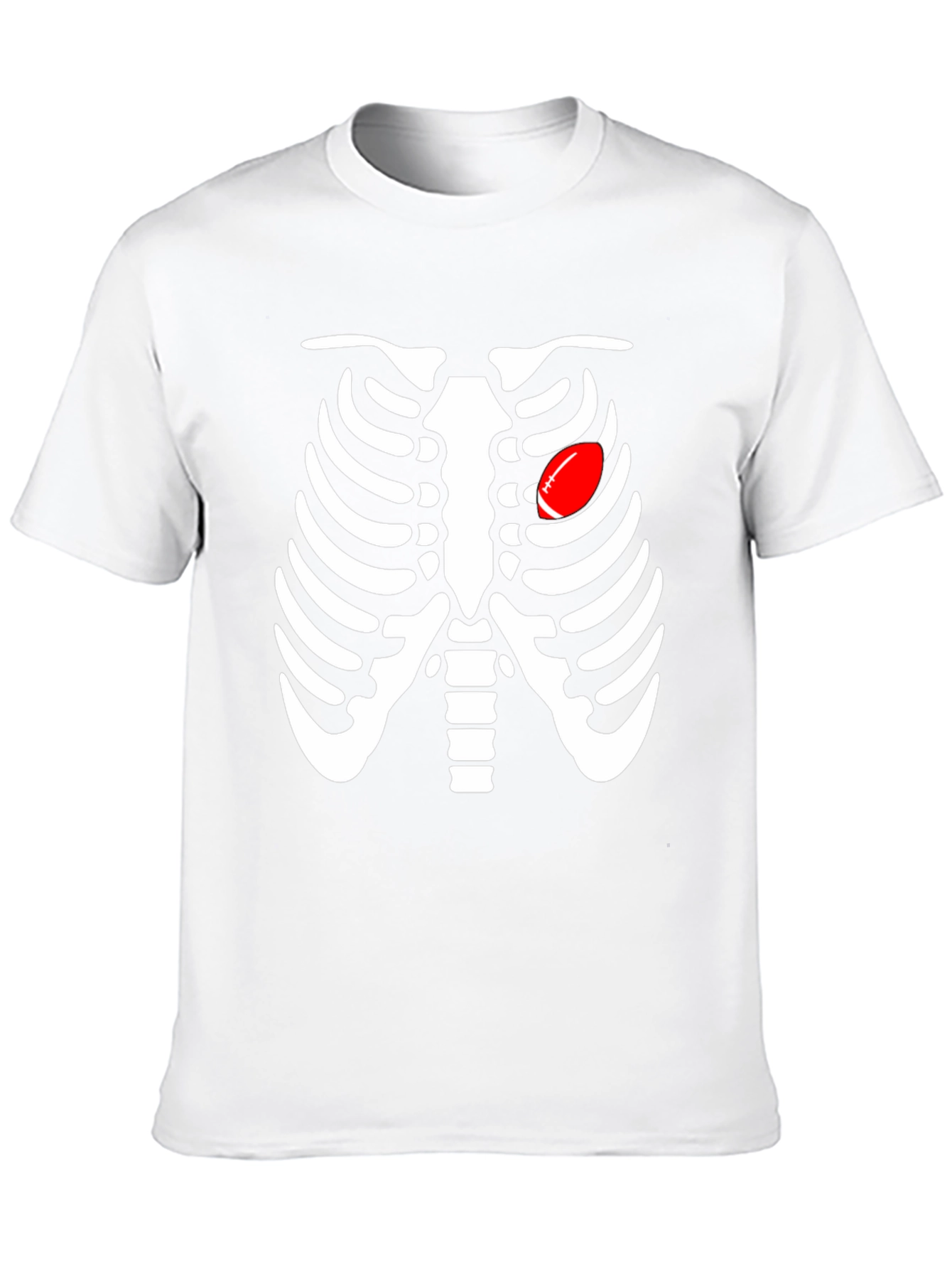 Skeleton Rib Cage Football Heart Graphic Tee