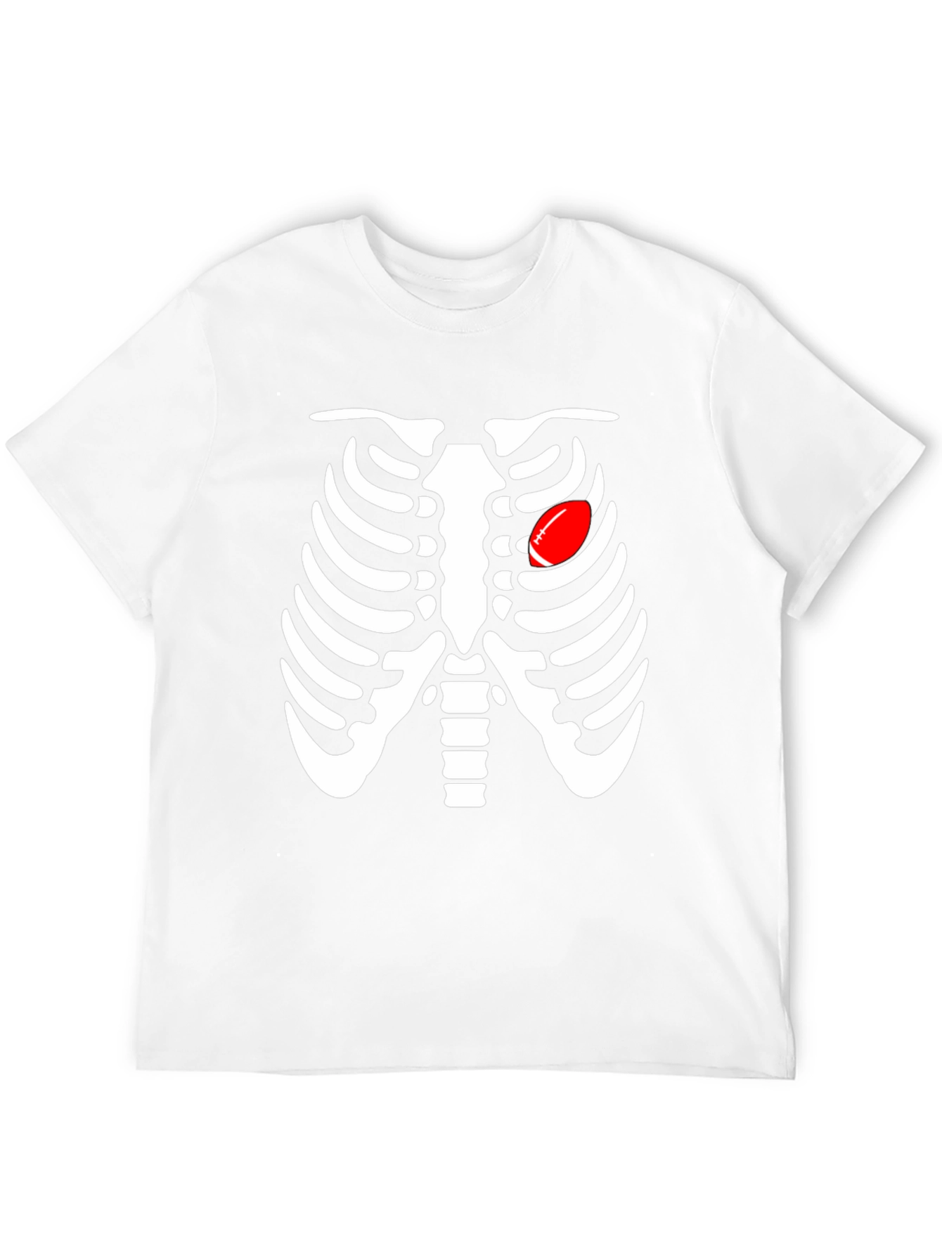 Skeleton Rib Cage Football Heart Graphic Tee