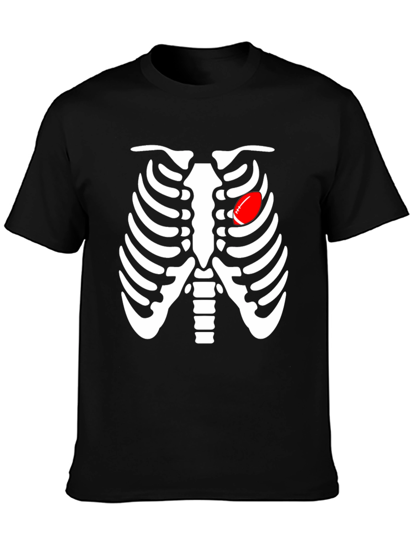 Skeleton Rib Cage Football Heart Graphic Tee