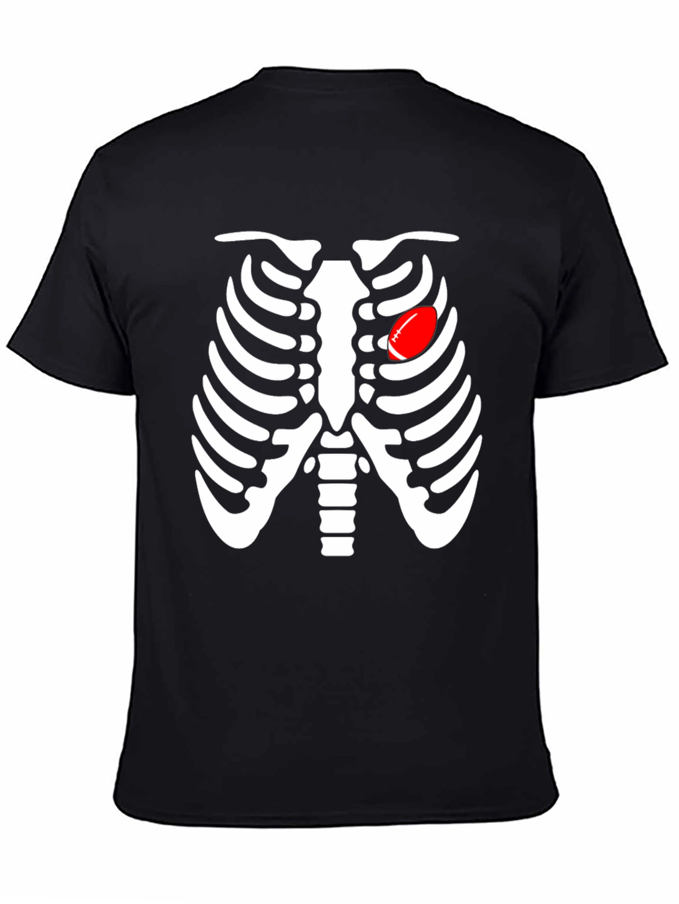 Skeleton Rib Cage Football Heart Graphic Tee