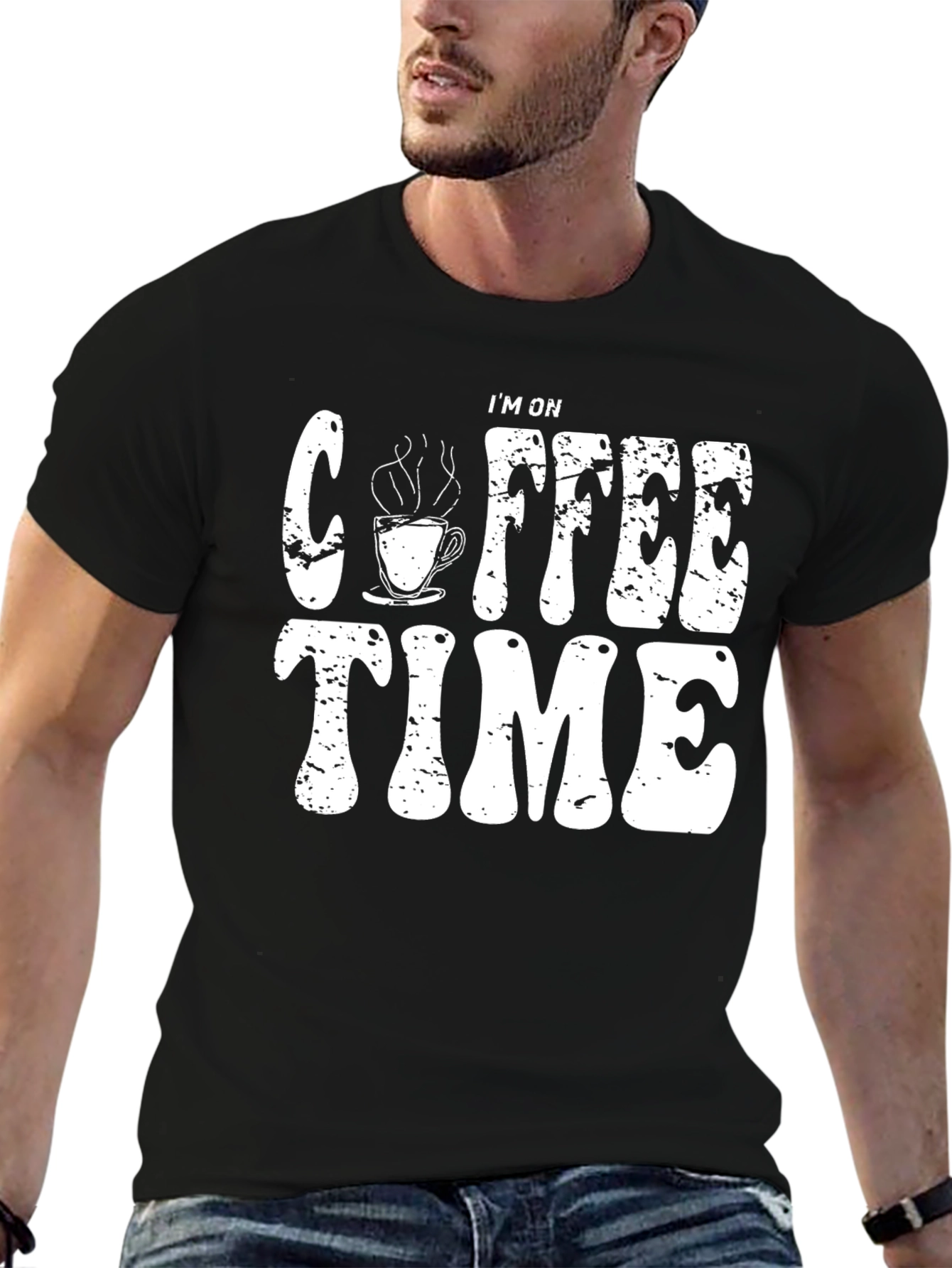 Coffee Time Graphic Tee - Black Cotton T-Shirt