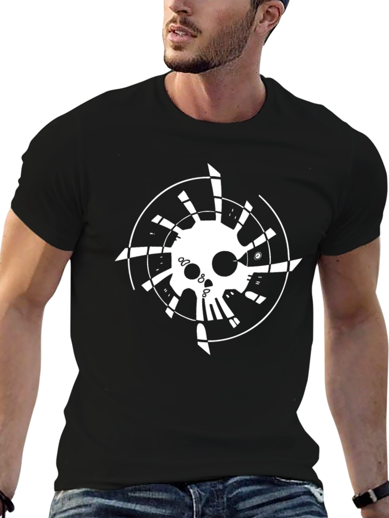Skull Compass Graphic Black T-Shirt