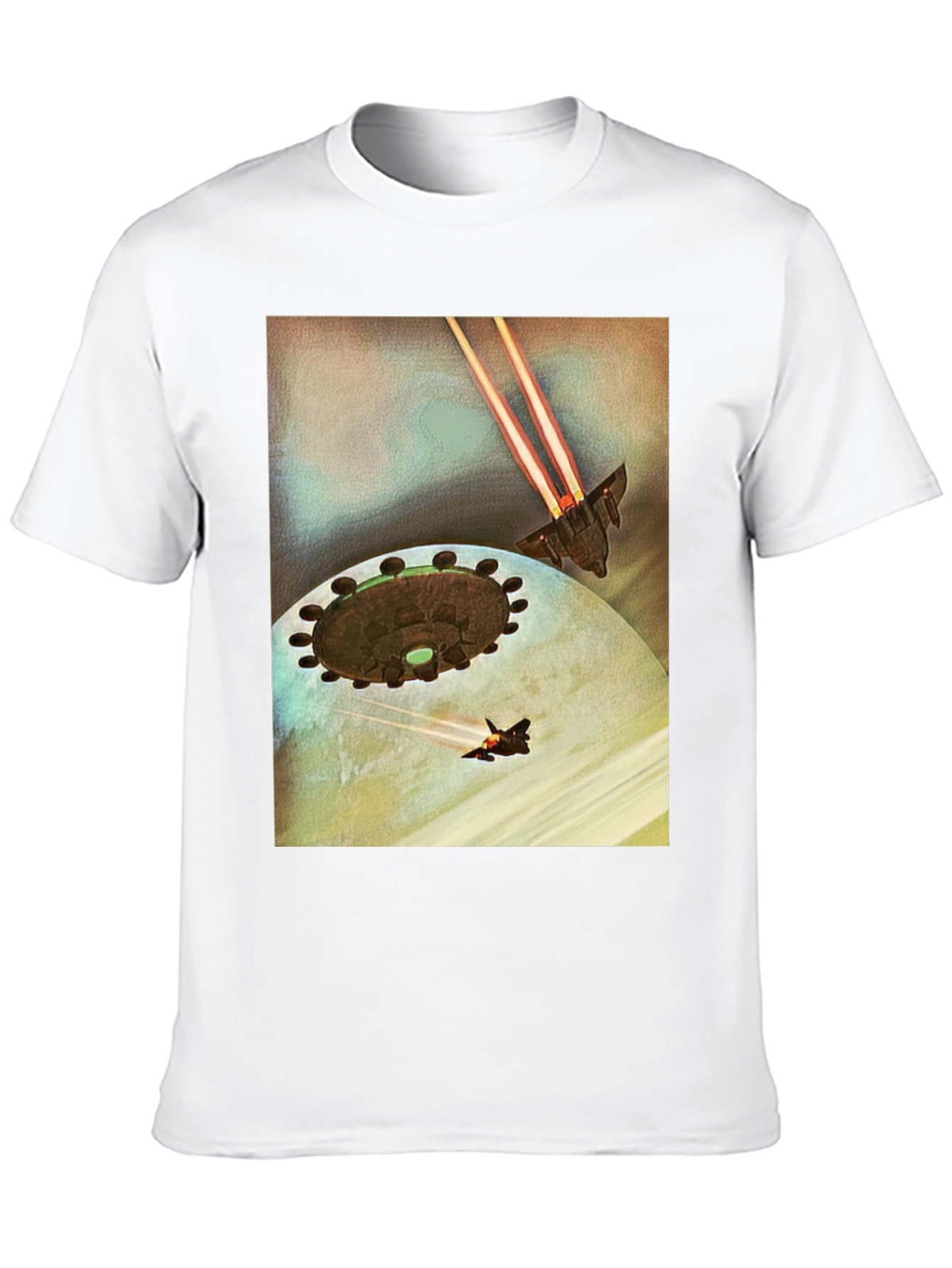 Sci-Fi Spaceship Battle Black T-Shirt