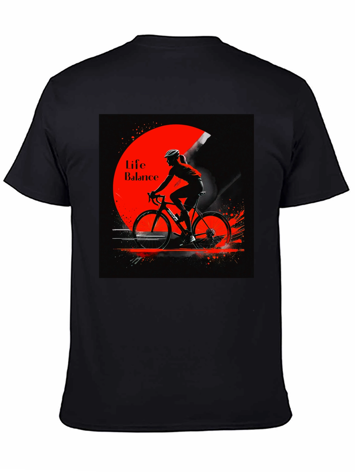 Life Balance Cyclist Graphic Black T-Shirt
