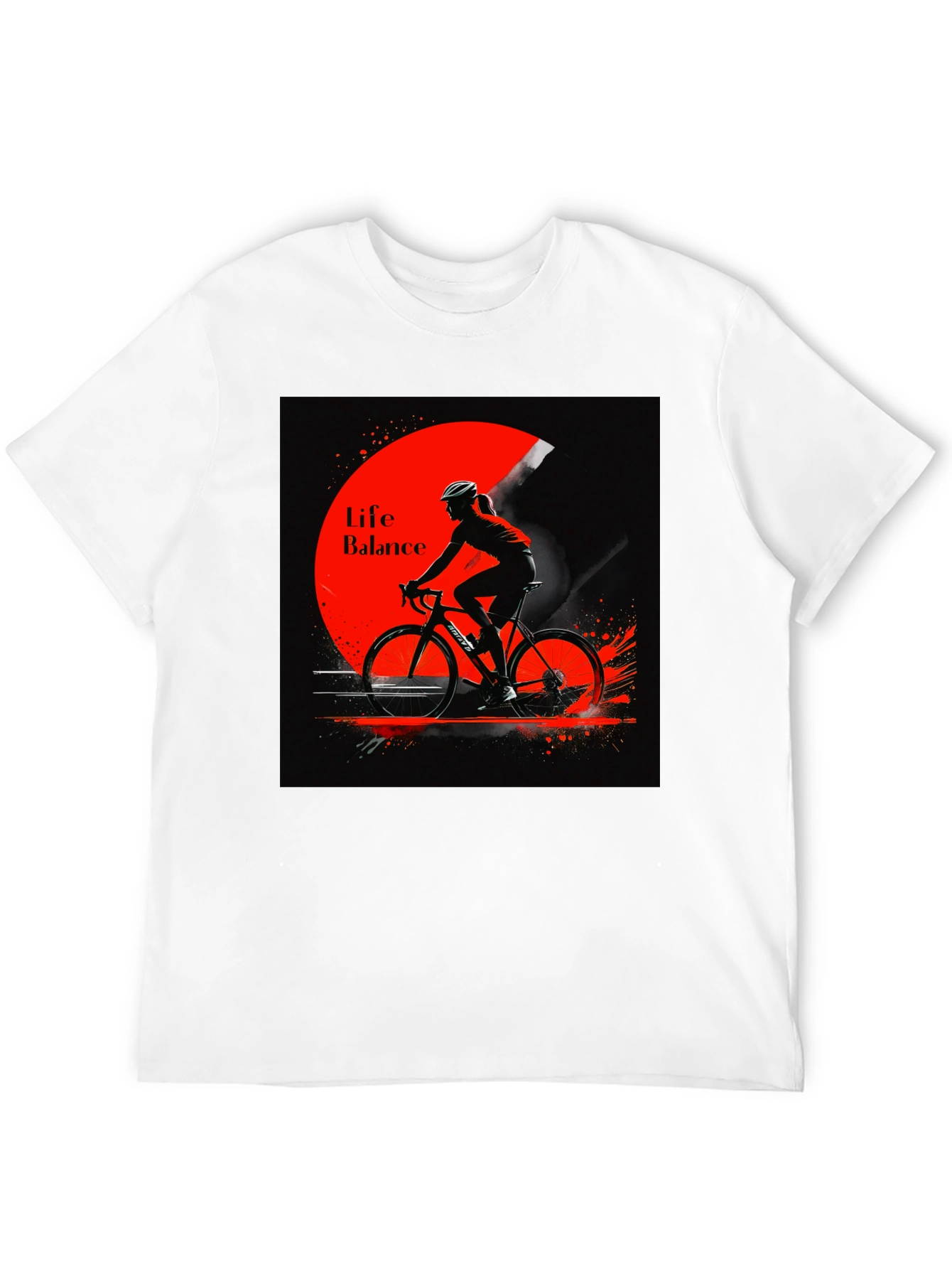 Life Balance Cyclist Graphic Black T-Shirt