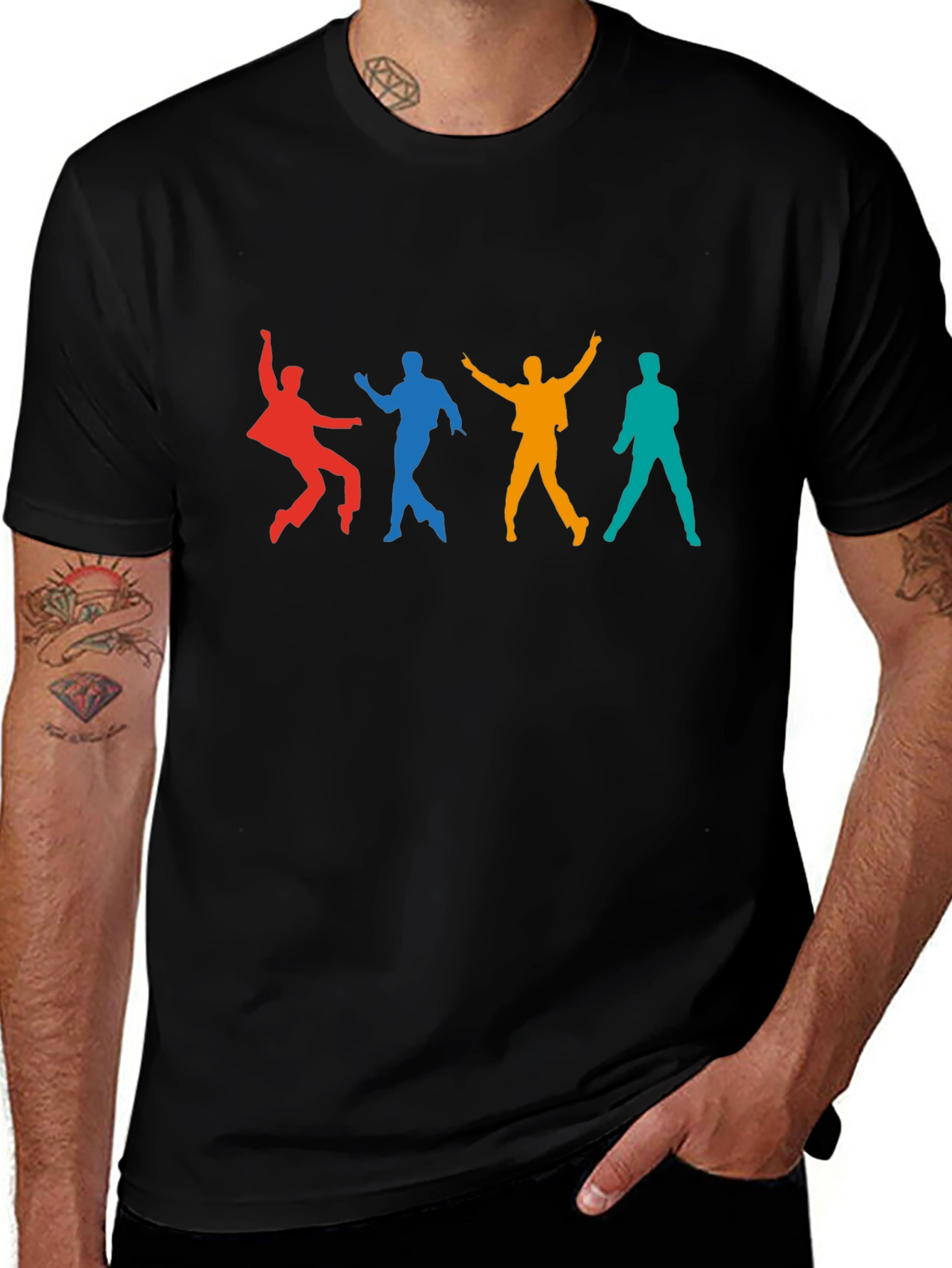 Retro Dance Silhouette Graphic Tee - Black