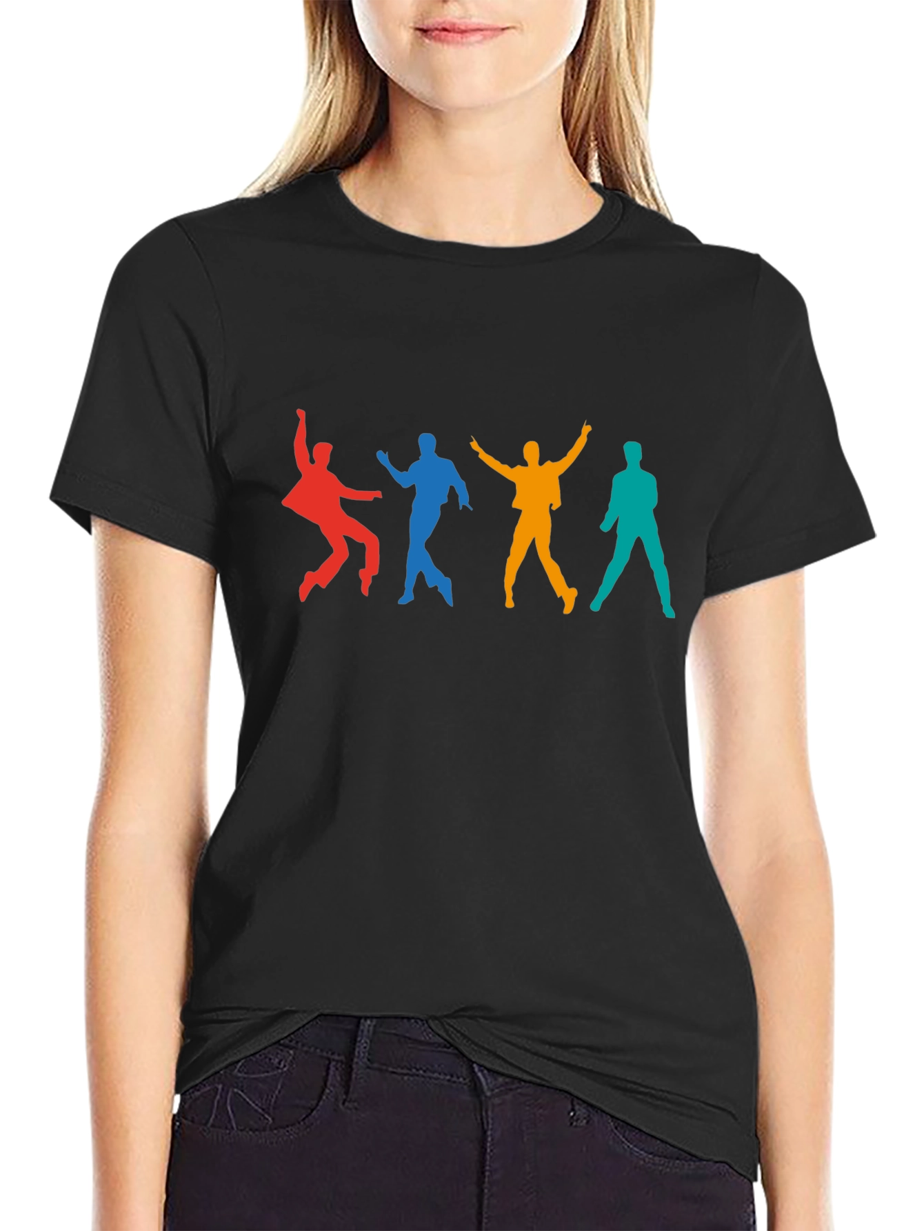 Retro Dance Silhouette Graphic Tee - Black
