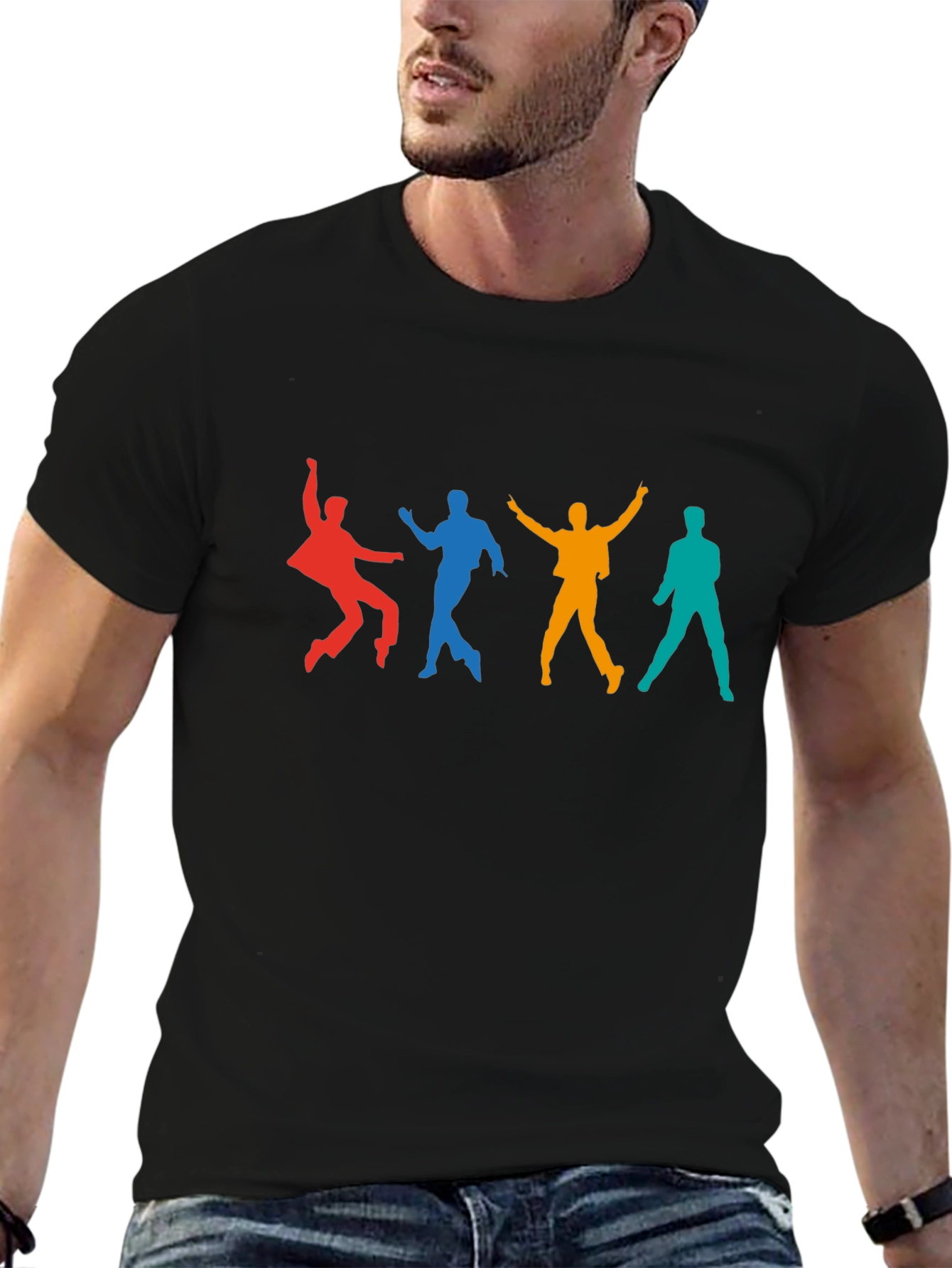 Retro Dance Silhouette Graphic Tee - Black