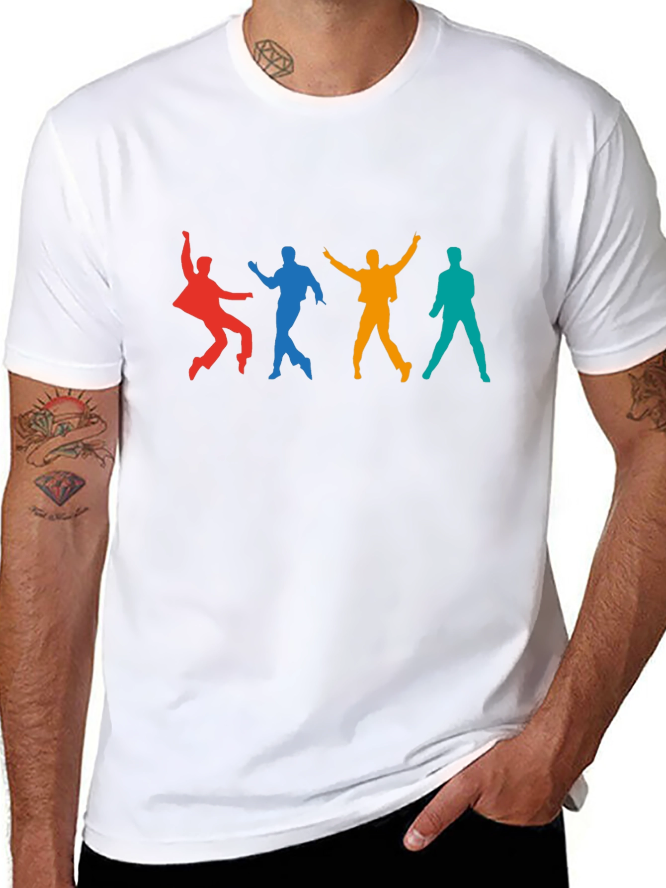Retro Dance Silhouette Graphic Tee - Black