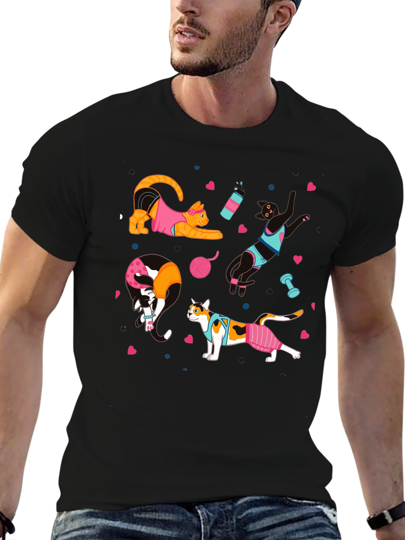 Funny Cats Workout T-Shirt Gym Fitness Tee