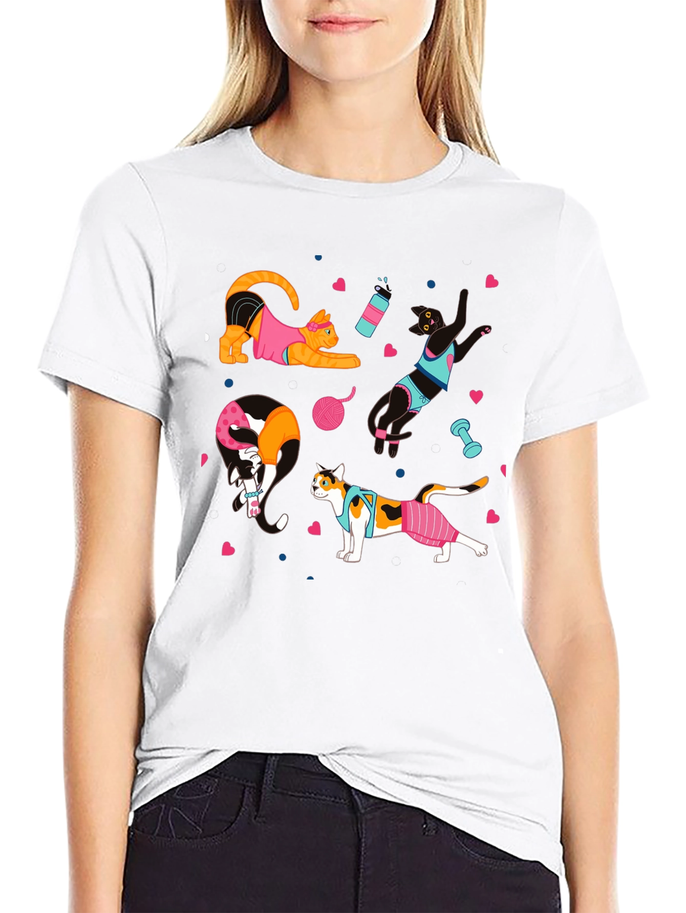 Funny Cats Workout T-Shirt Gym Fitness Tee