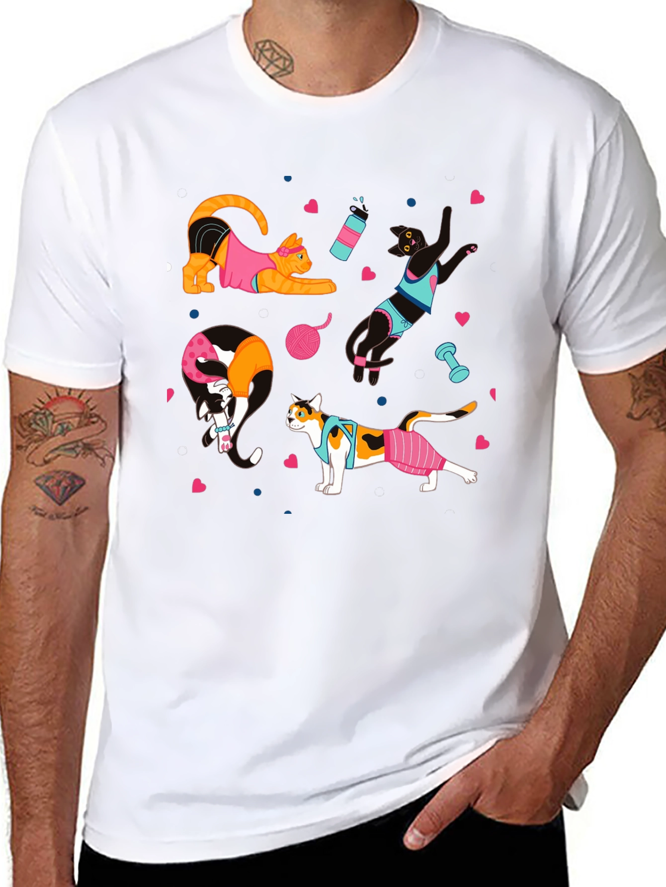 Funny Cats Workout T-Shirt Gym Fitness Tee