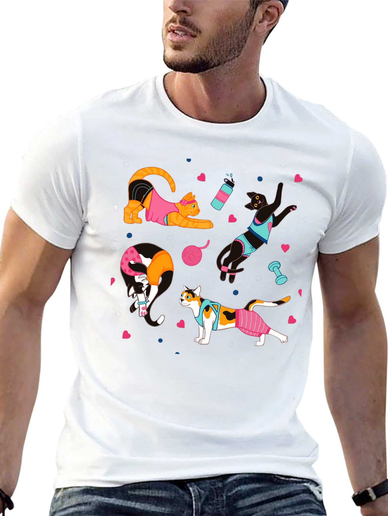 Funny Cats Workout T-Shirt Gym Fitness Tee