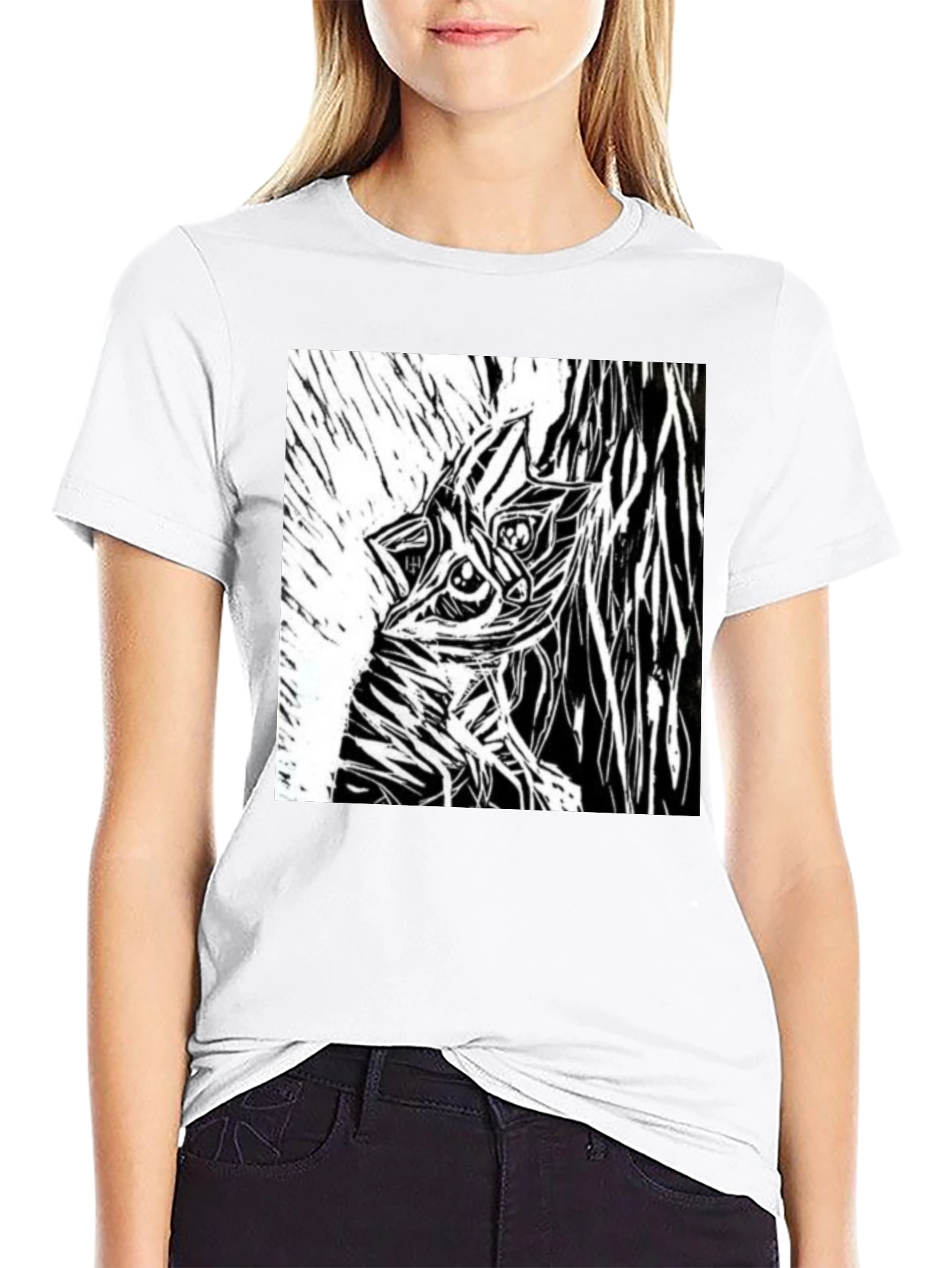 Abstract Creature Graphic Black T-Shirt
