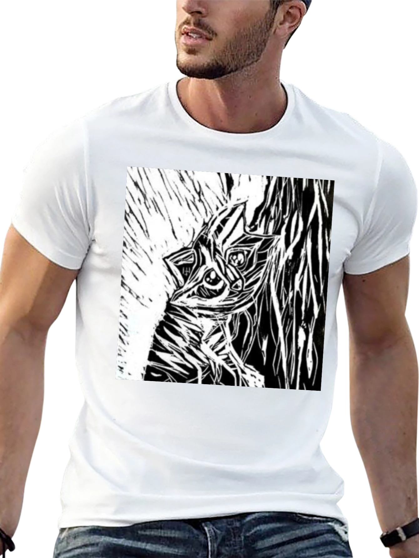 Abstract Creature Graphic Black T-Shirt