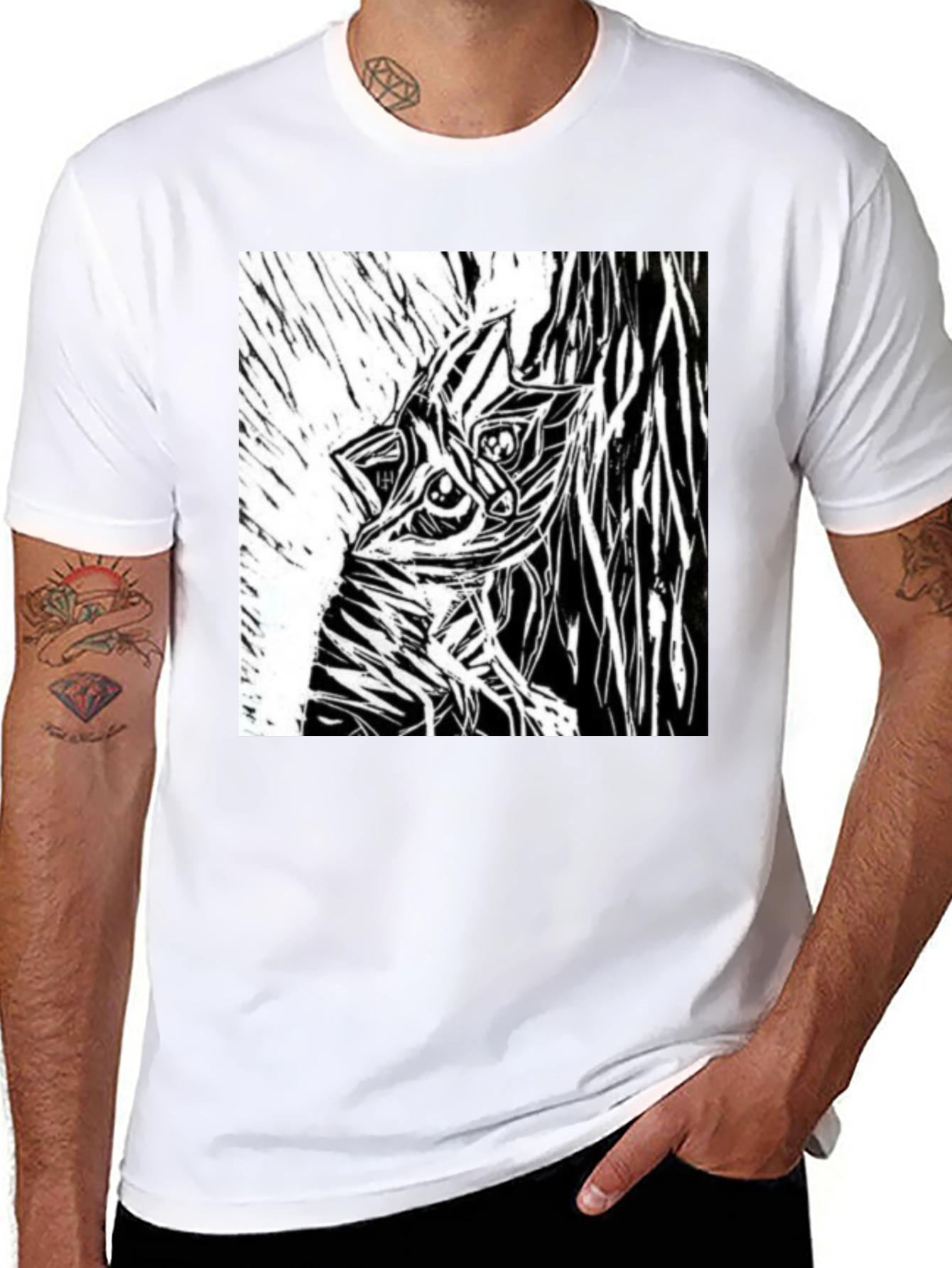 Abstract Creature Graphic Black T-Shirt