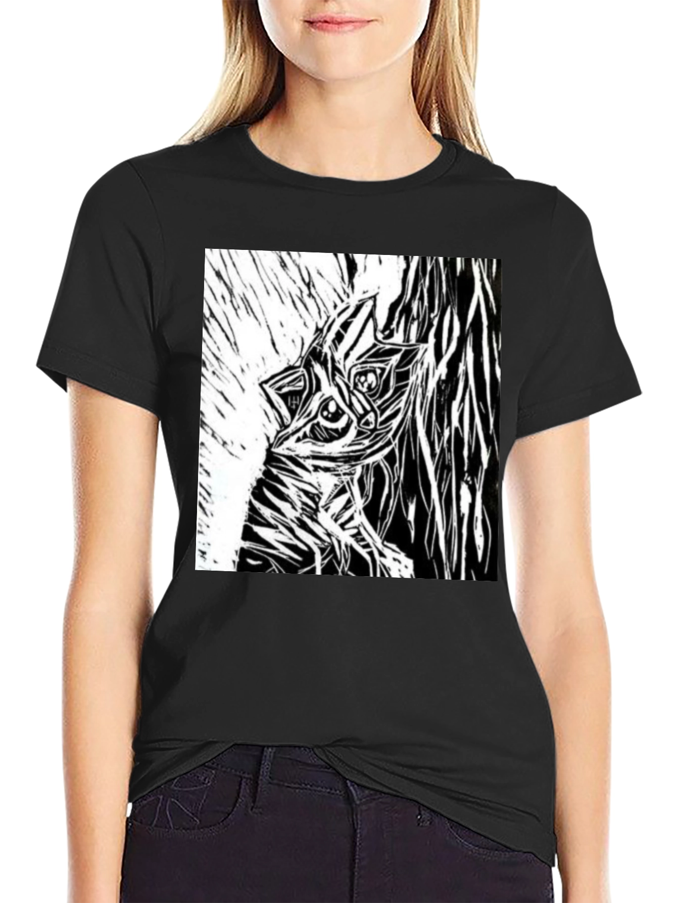 Abstract Creature Graphic Black T-Shirt