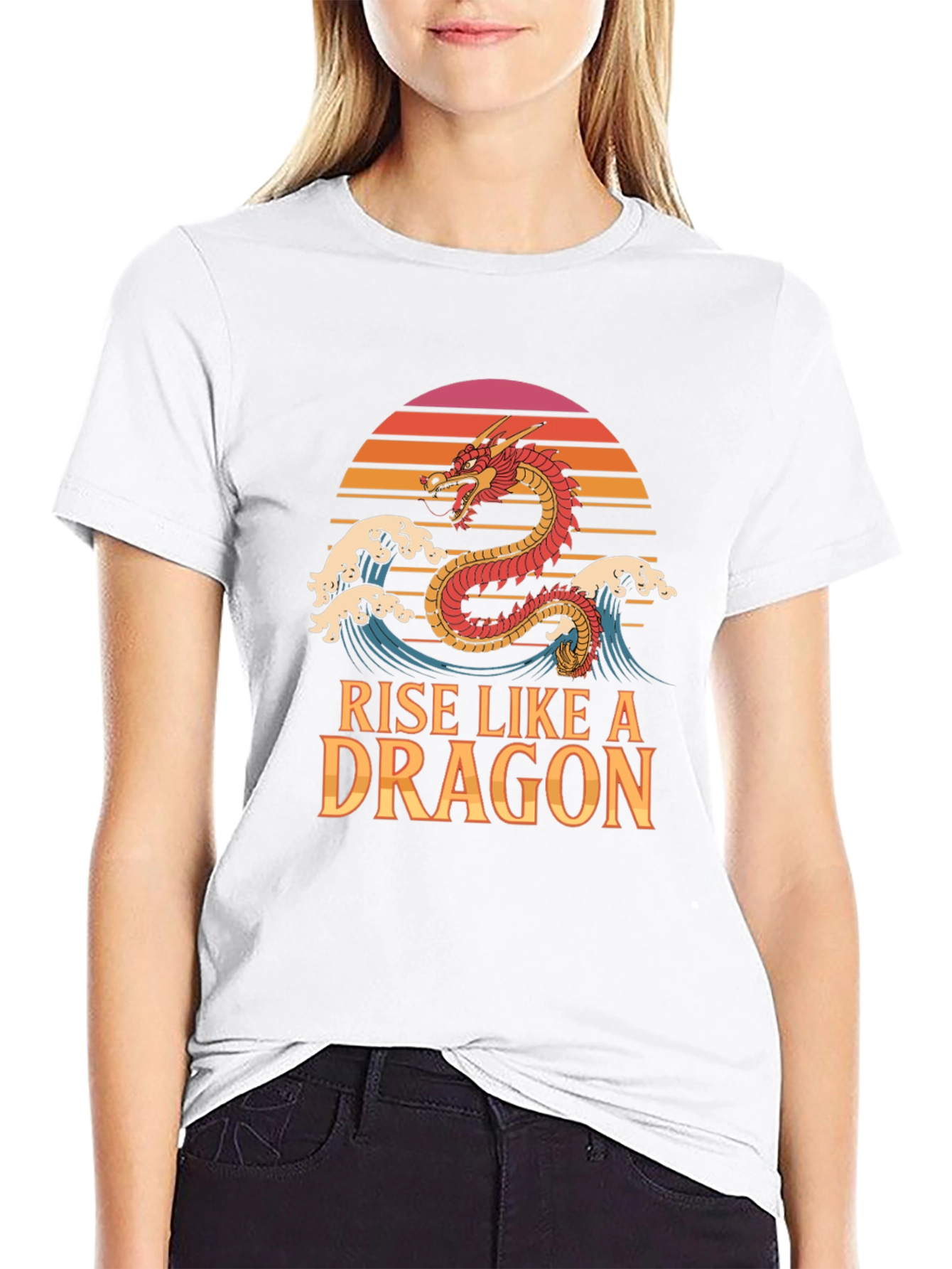 Rise Like a Dragon T-Shirt Retro Sunset Graphic Tee