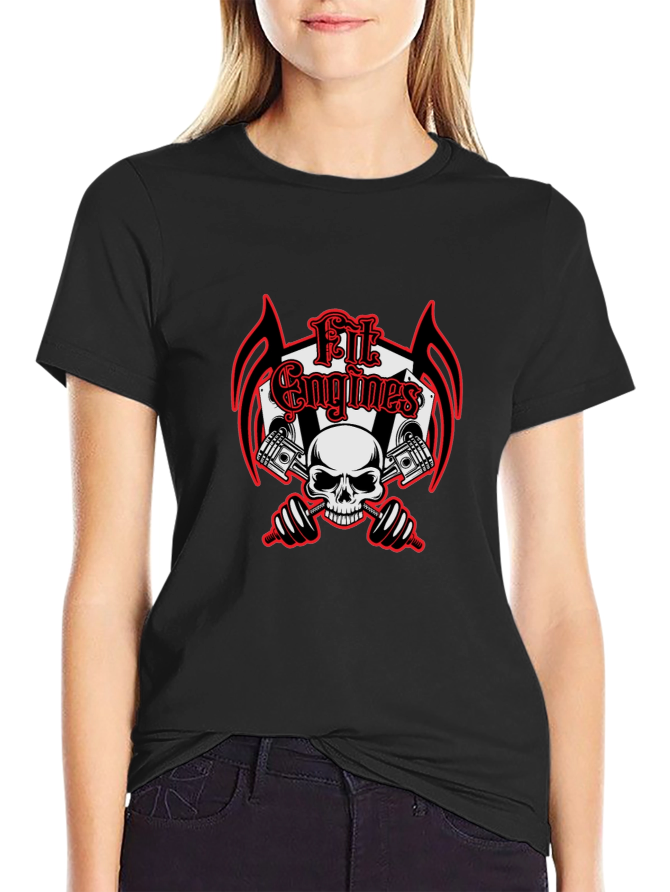 Fit Engines Skull & Dumbbells Graphic T-Shirt