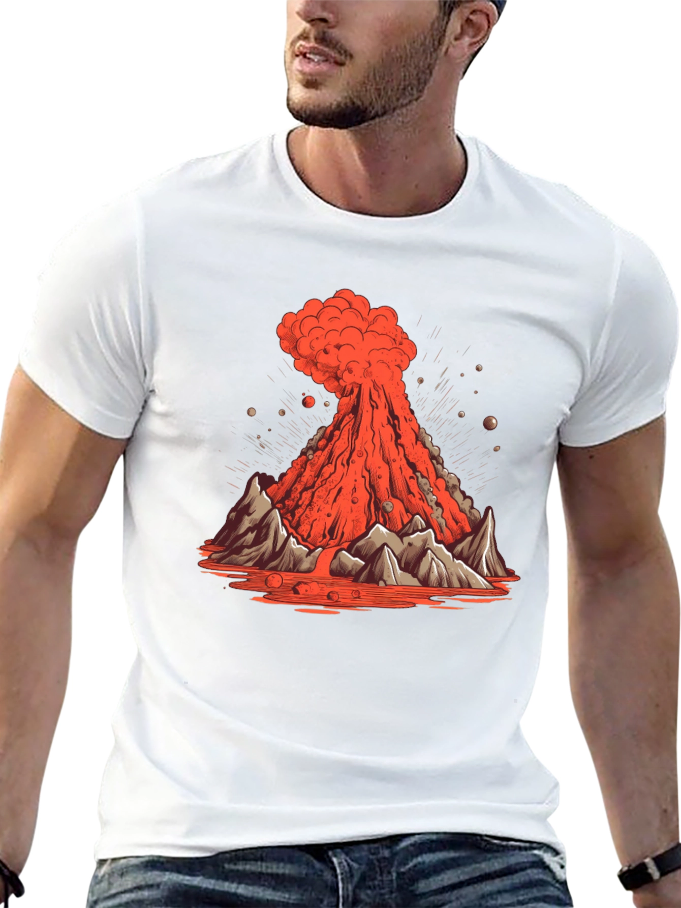 Volcano Eruption Graphic Tee - Lava Mountain Design