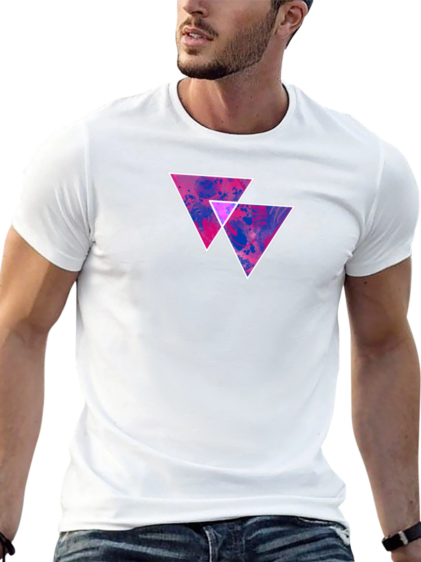 Abstract Triangle Graphic Tee - Black