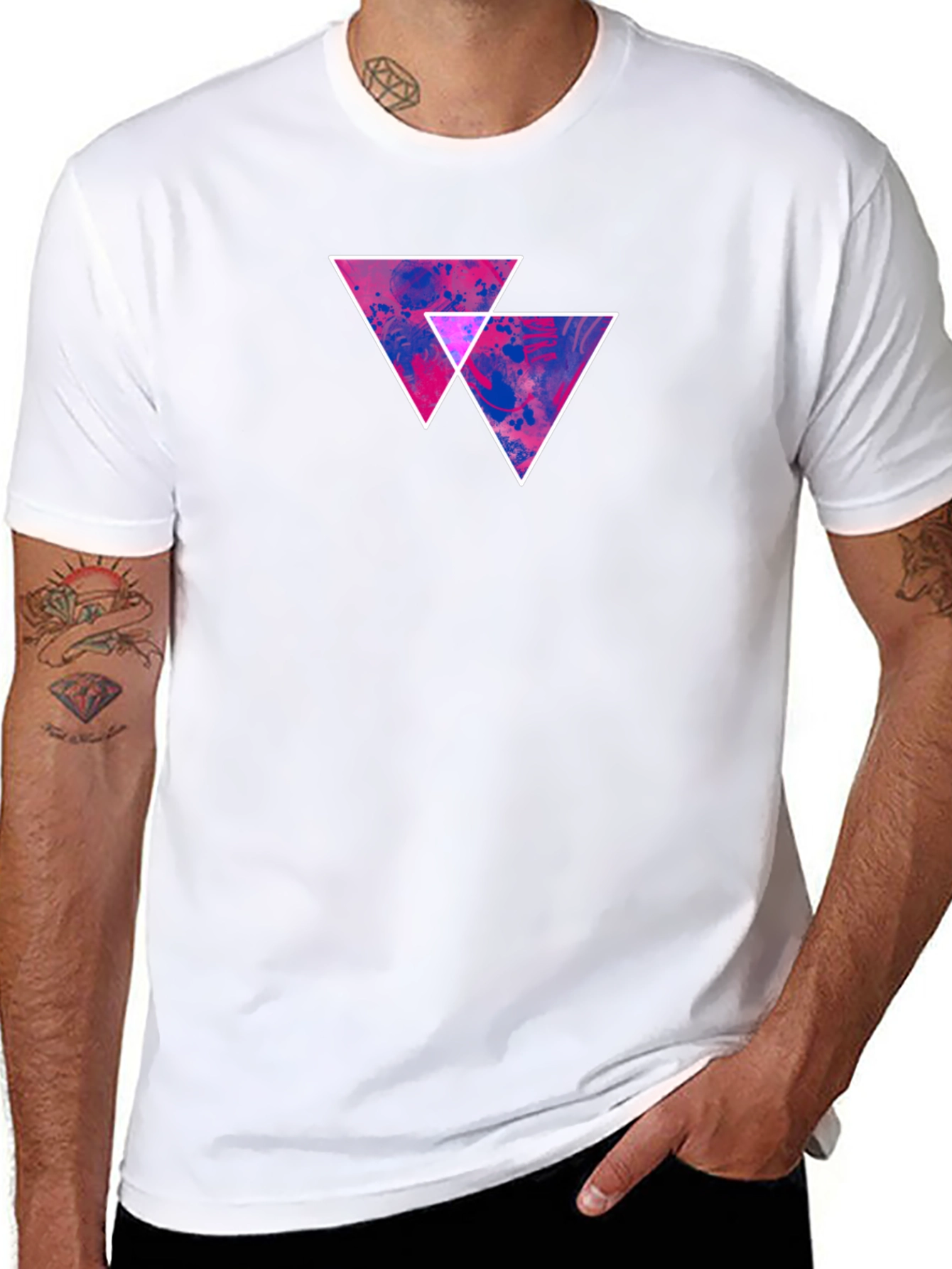 Abstract Triangle Graphic Tee - Black