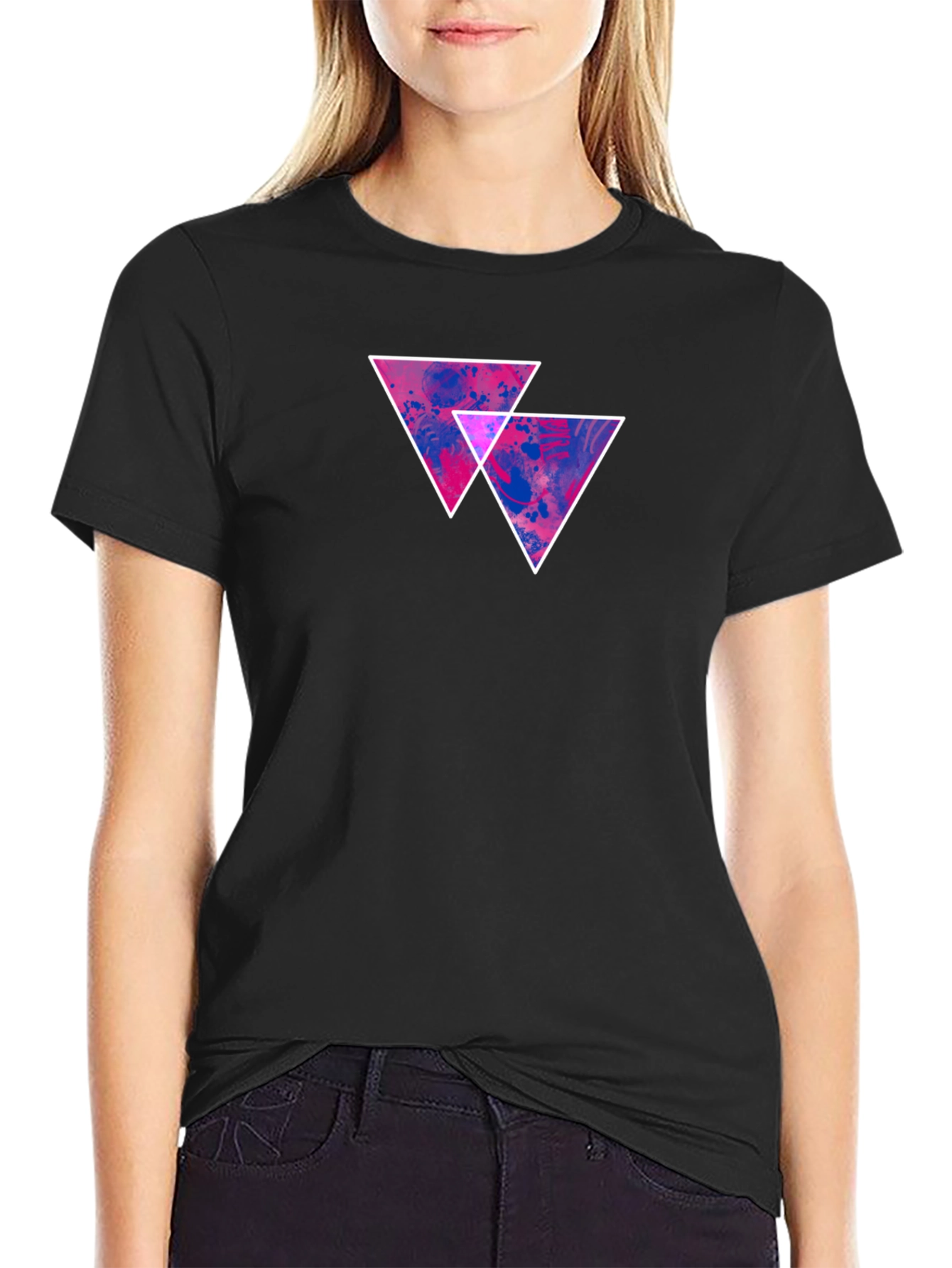 Abstract Triangle Graphic Tee - Black
