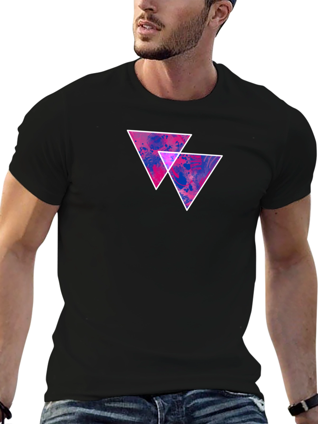 Abstract Triangle Graphic Tee - Black