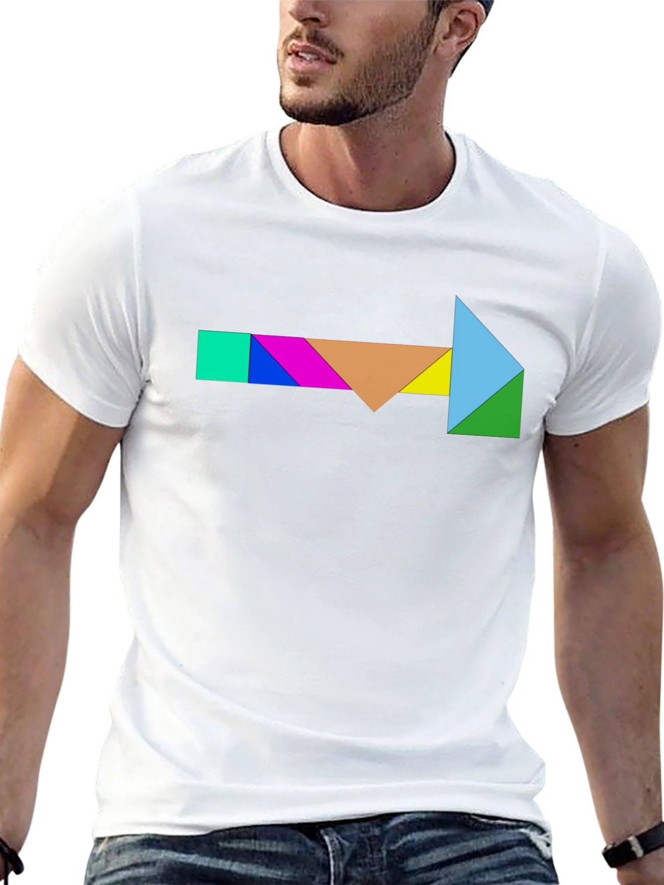 Geometric Tangram Arrow T-Shirt - Unique Design