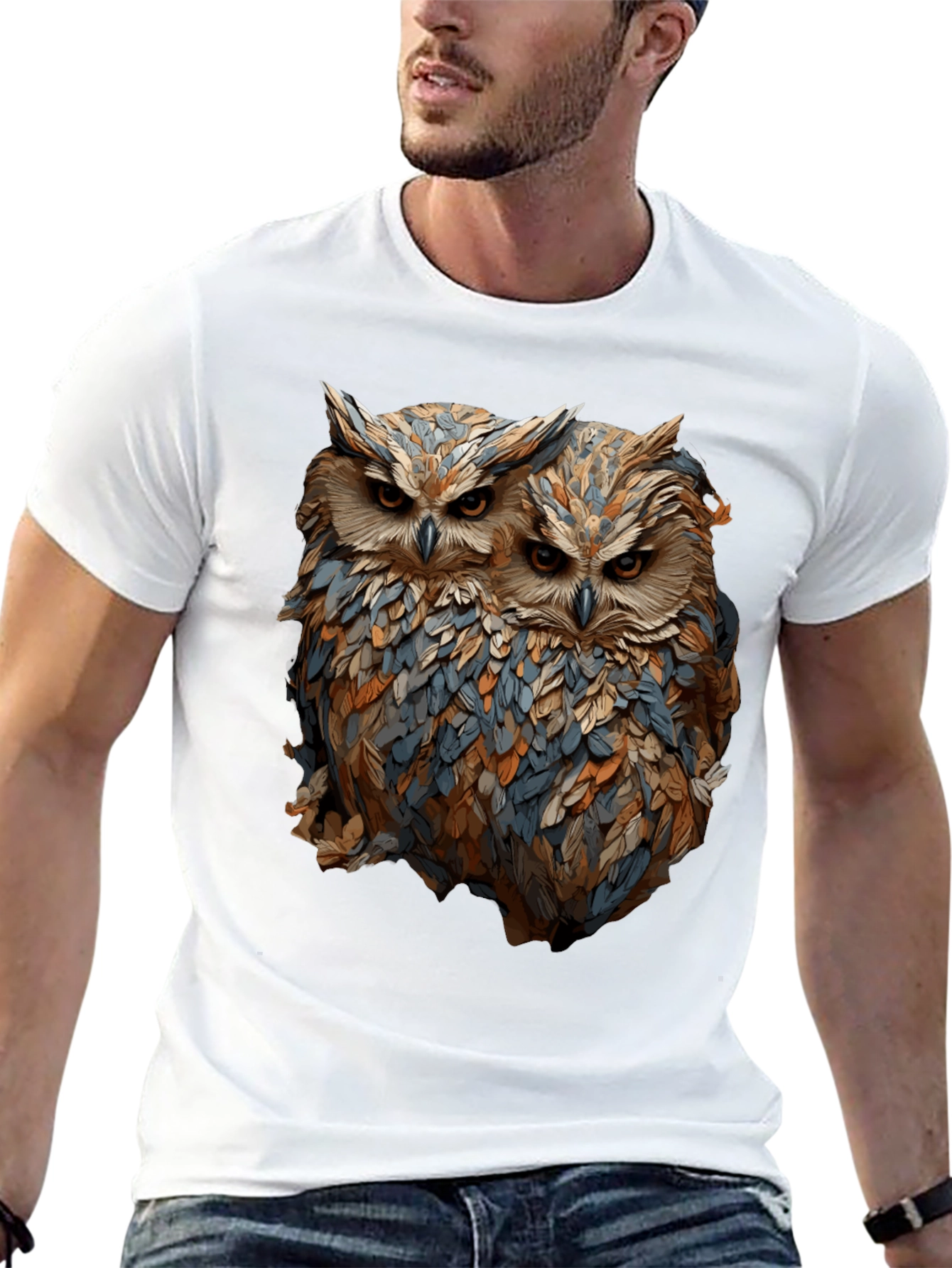 Owl Duo Graphic Tee - Unique Bird Lovers T-Shirt