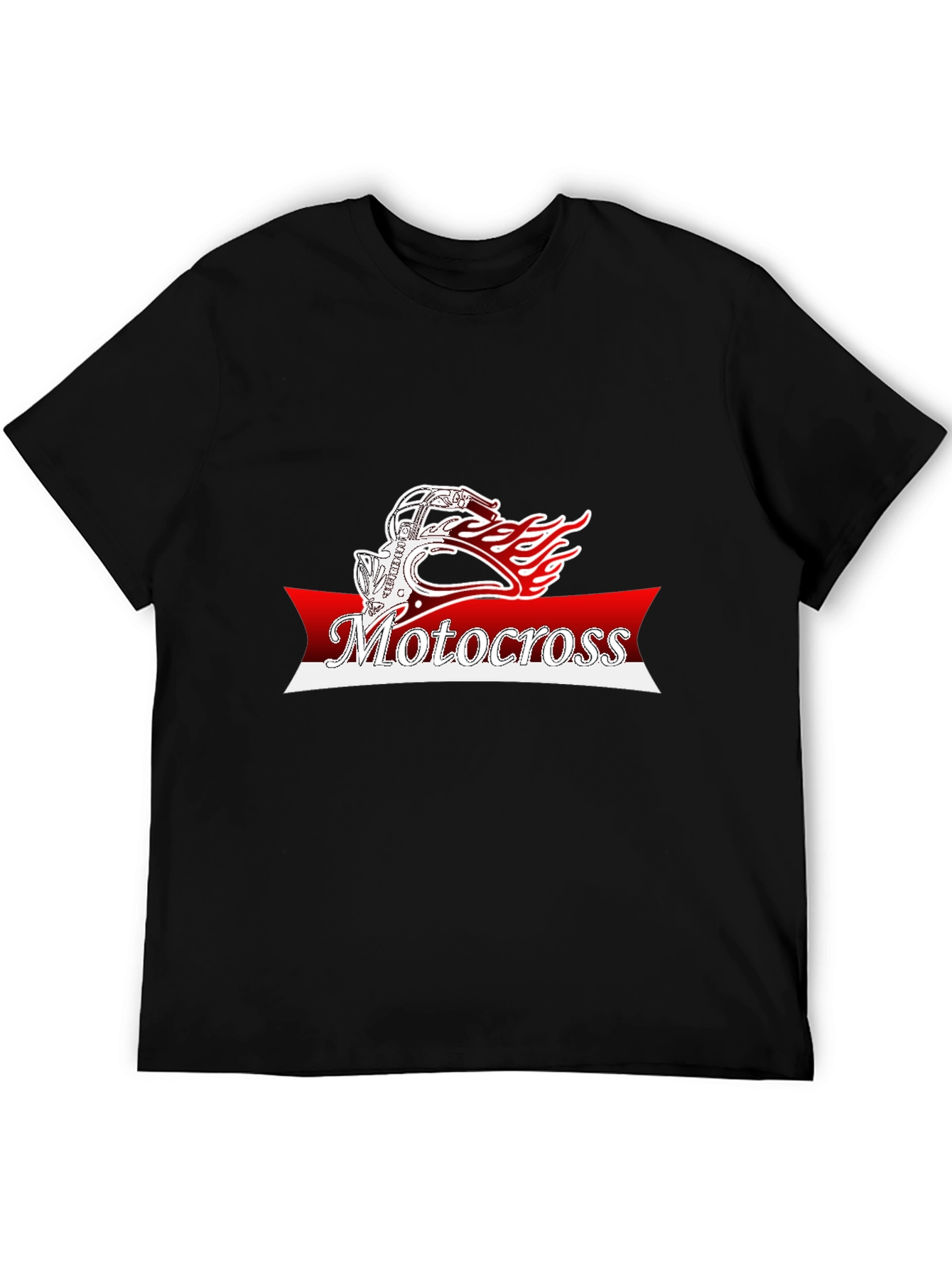 Motocross Helmet Flames Graphic T-Shirt - Black