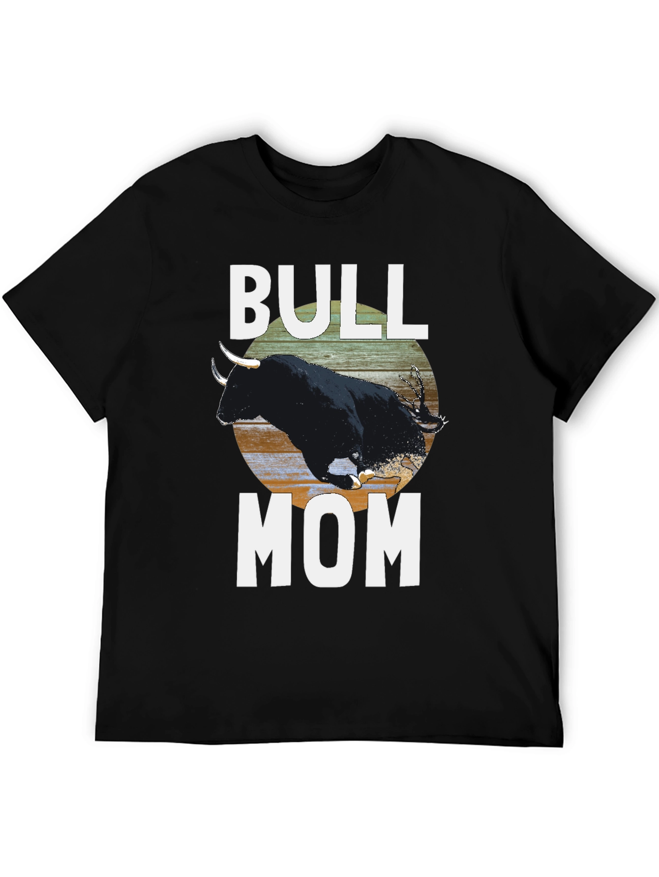 Bull Mom Graphic Tee - Black Crew Neck T-Shirt