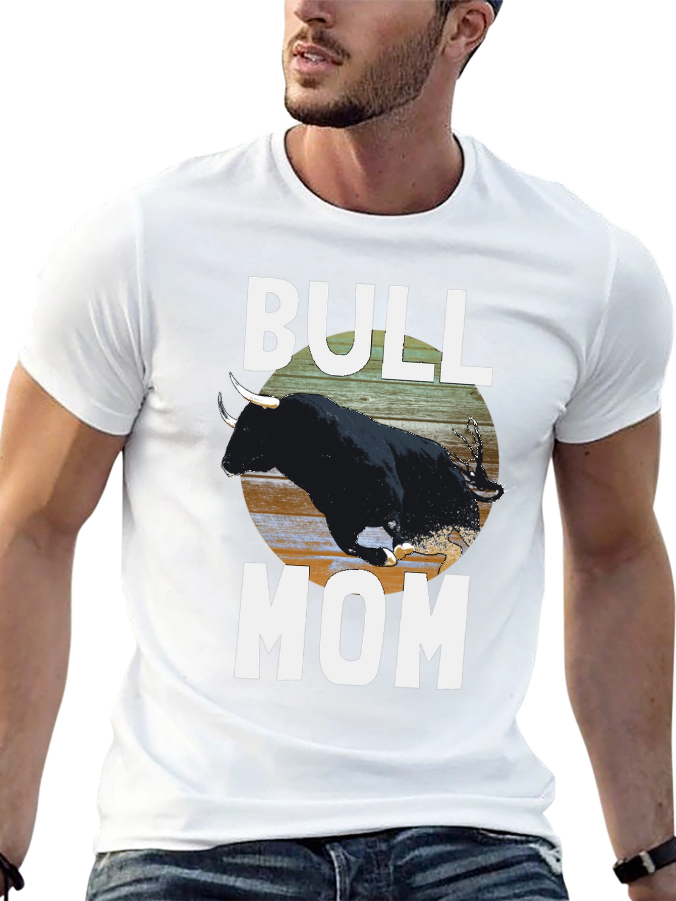 Bull Mom Graphic Tee - Black Crew Neck T-Shirt