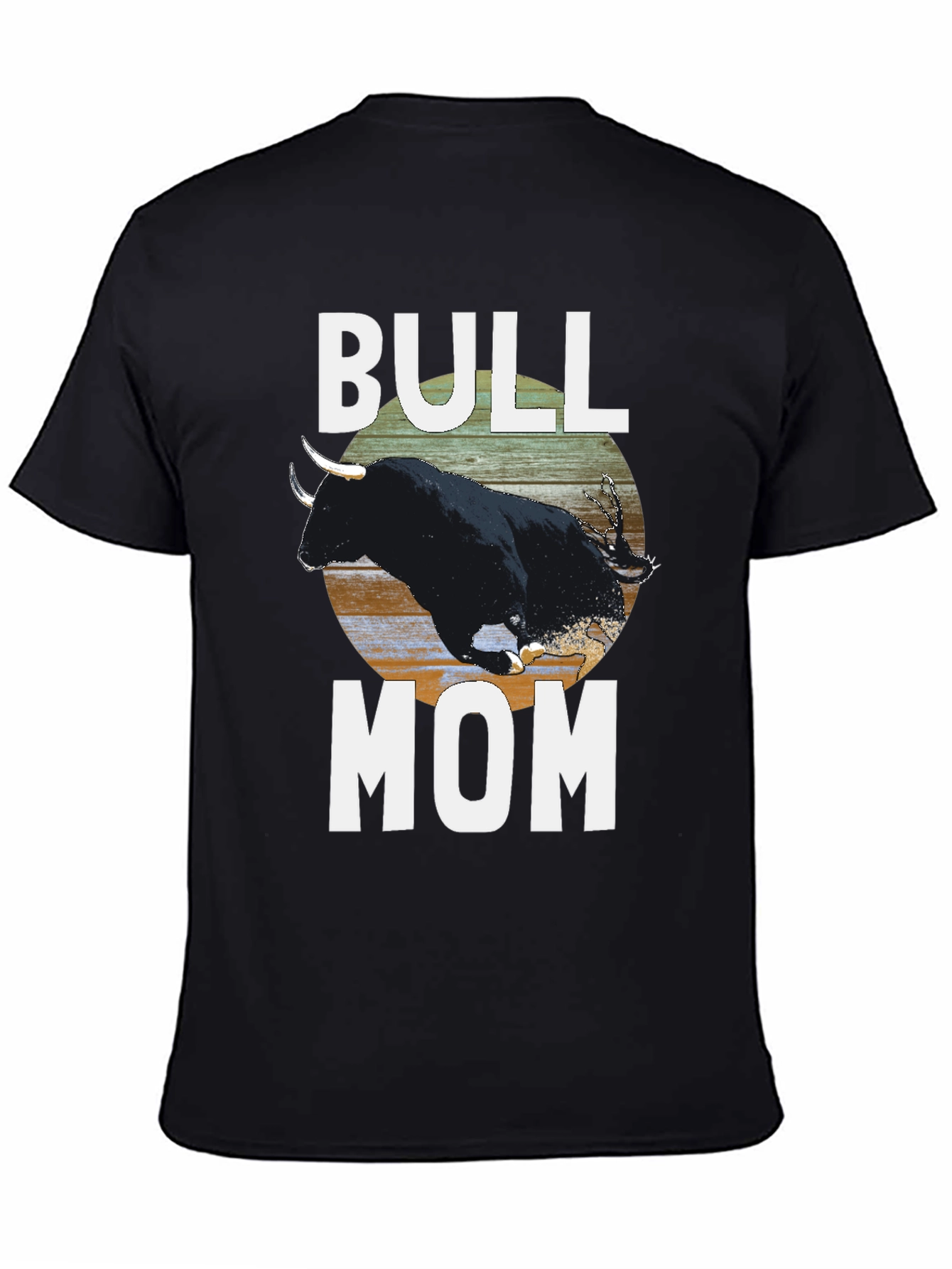 Bull Mom Graphic Tee - Black Crew Neck T-Shirt