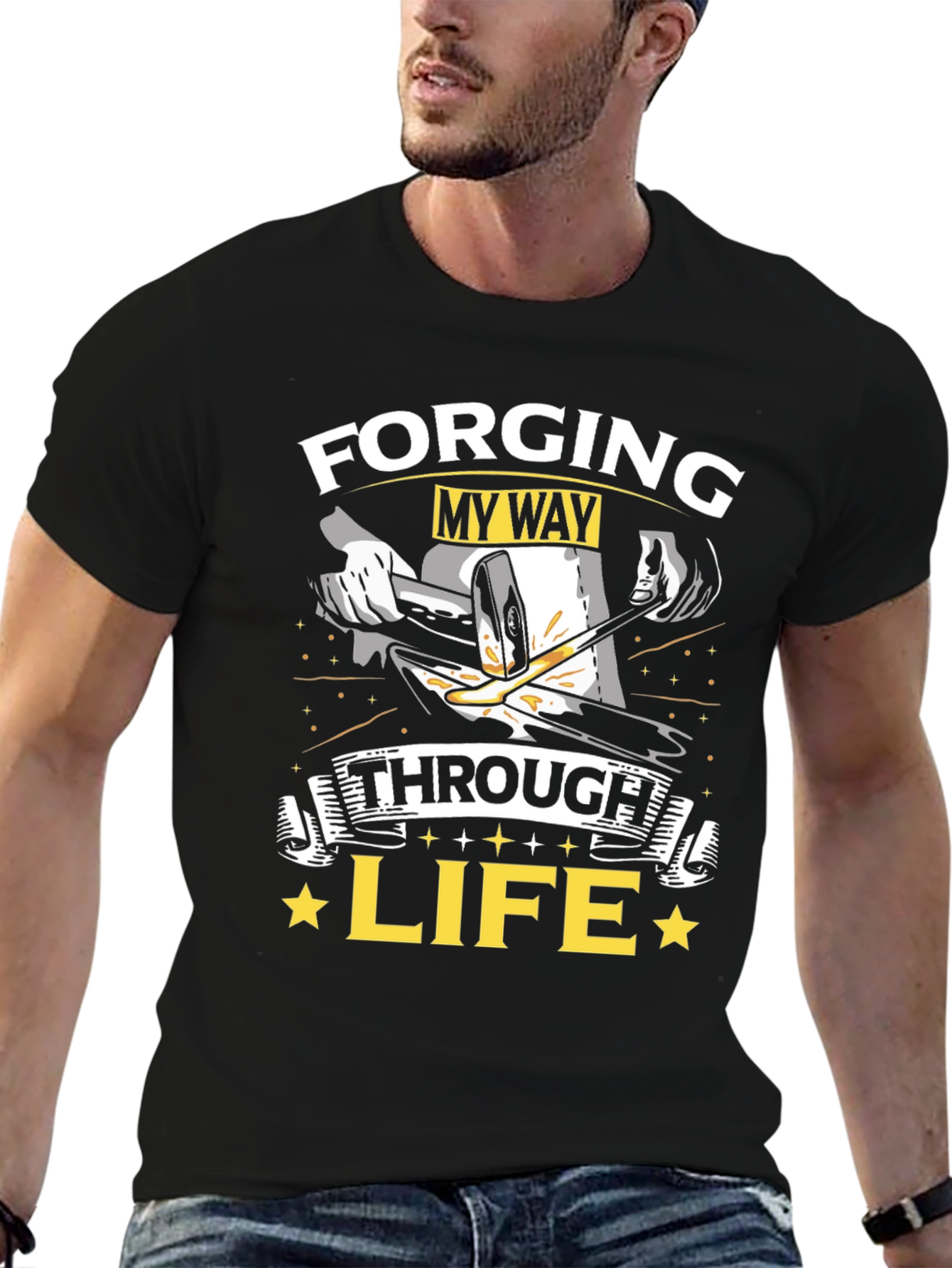 Forging My Way Through Life Black T-Shirt