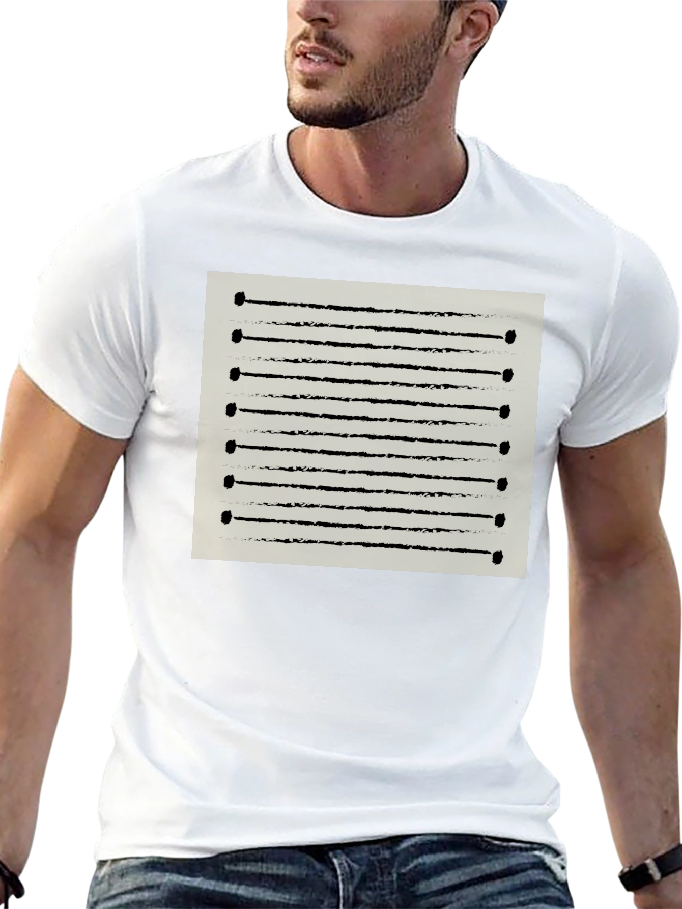 Abstract Line Art Graphic Tee - Modern Casual Shirt